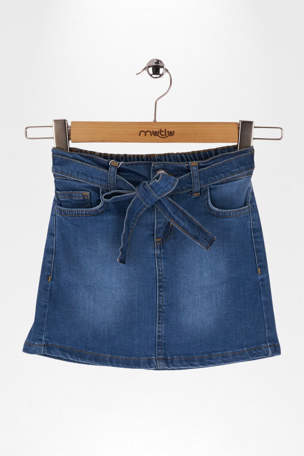 BAĞLAMA DETAYLI KIZ KOT ETEK