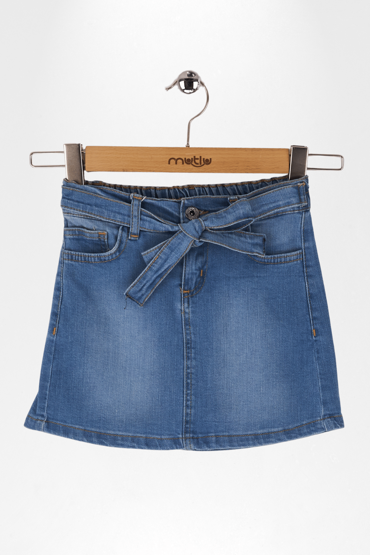 BAĞLAMA DETAYLI KIZ KOT ETEK