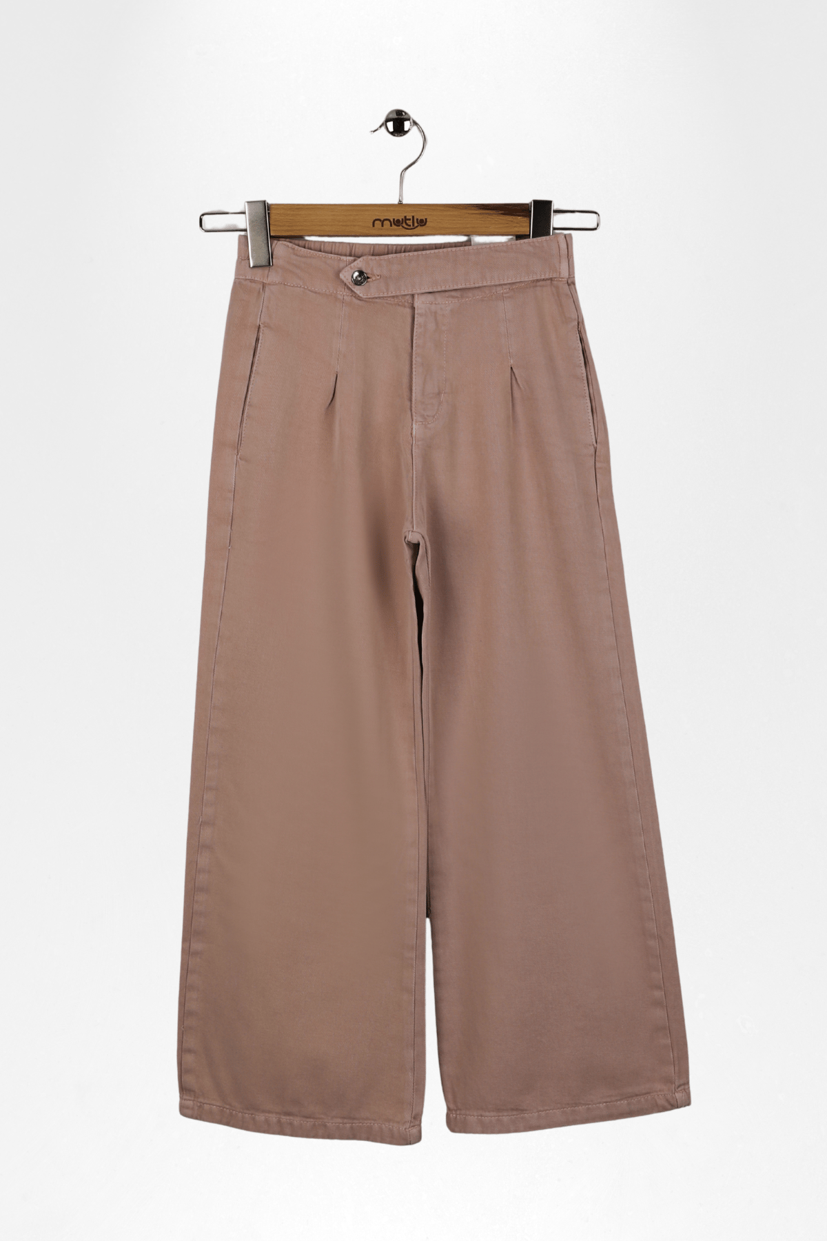 BEL APOLETLİ GENİŞ PAÇA PANTOLON