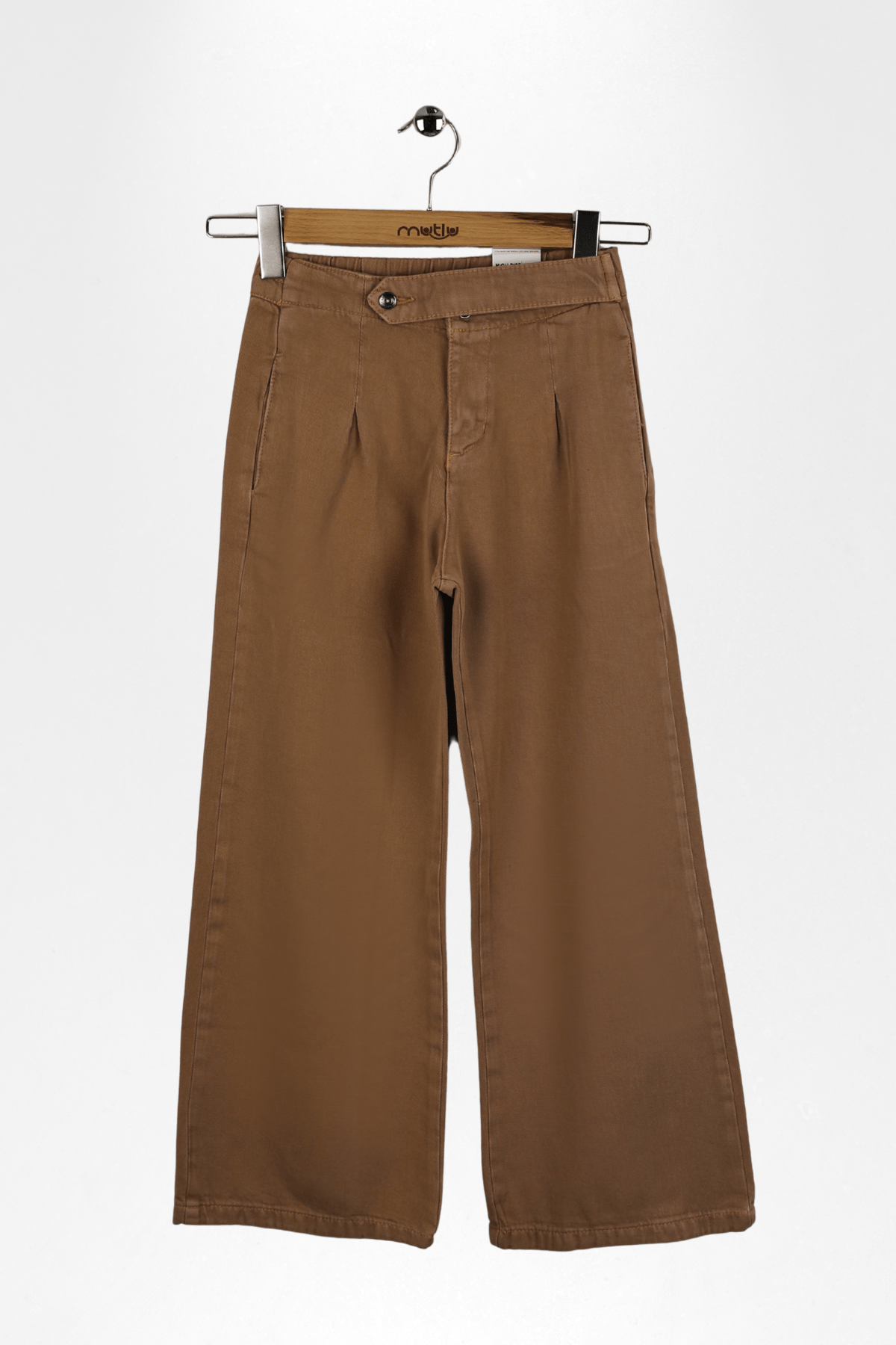 BEL APOLETLİ GENİŞ PAÇA PANTOLON