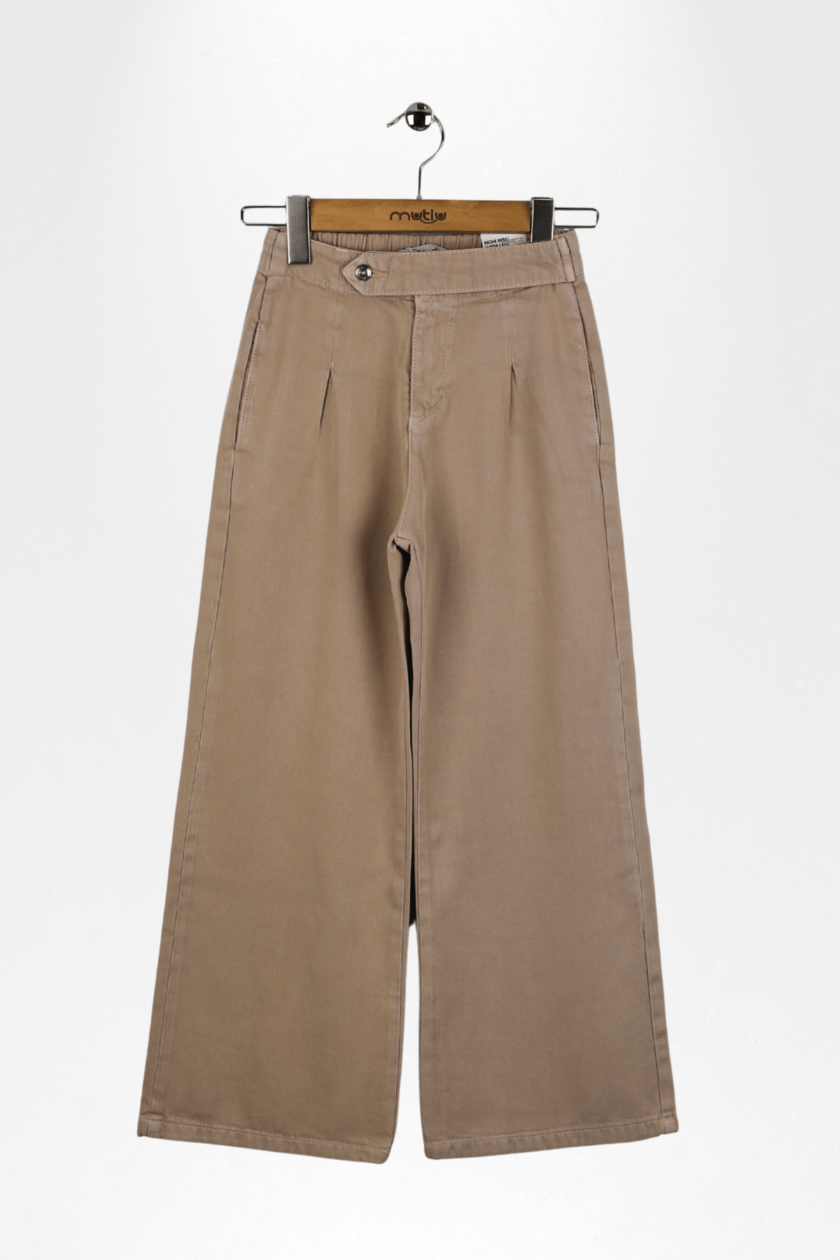 BEL APOLETLİ GENİŞ PAÇA PANTOLON