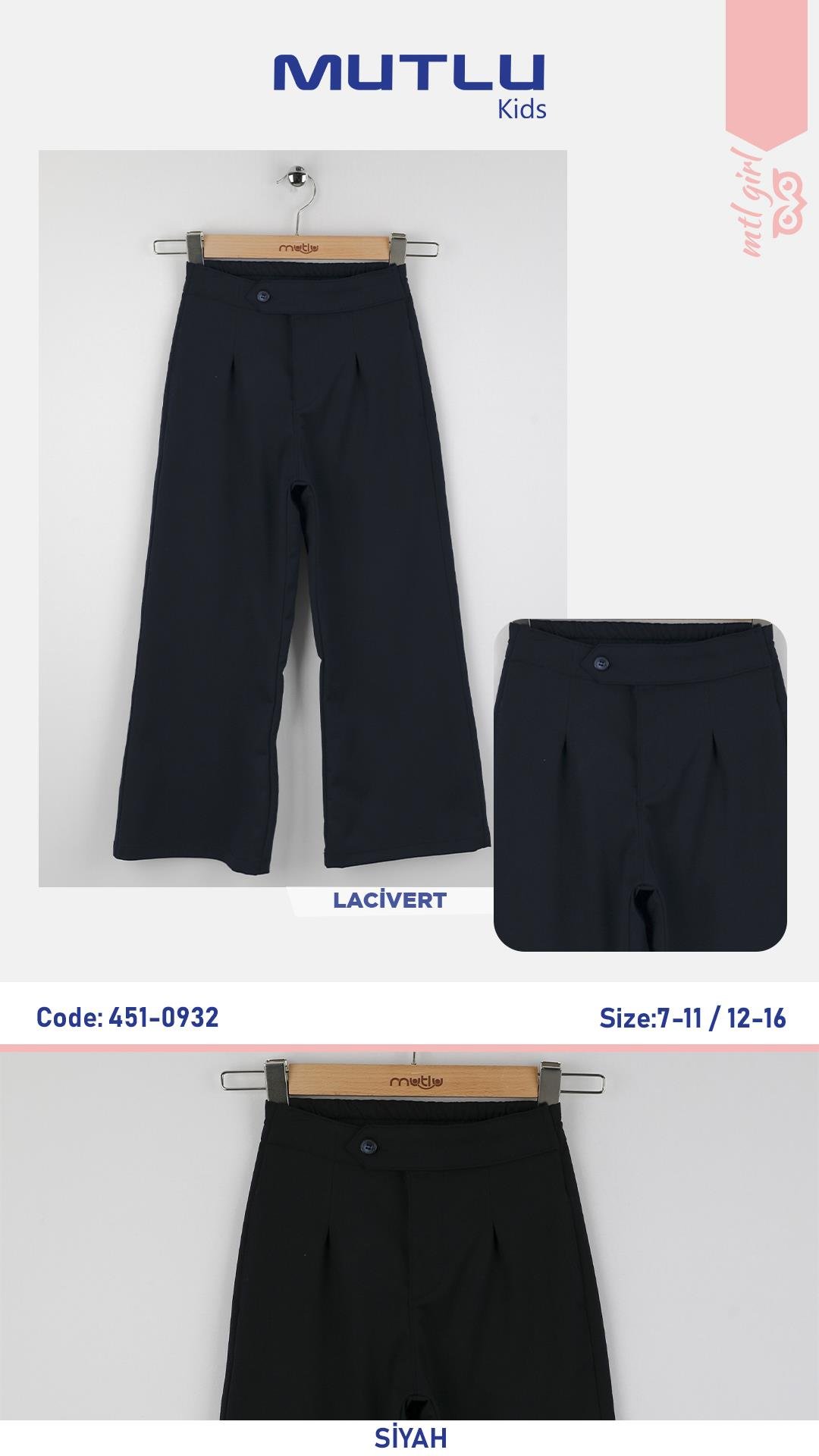 BEL APOLETLİ KIZ OKUL PANTOLON