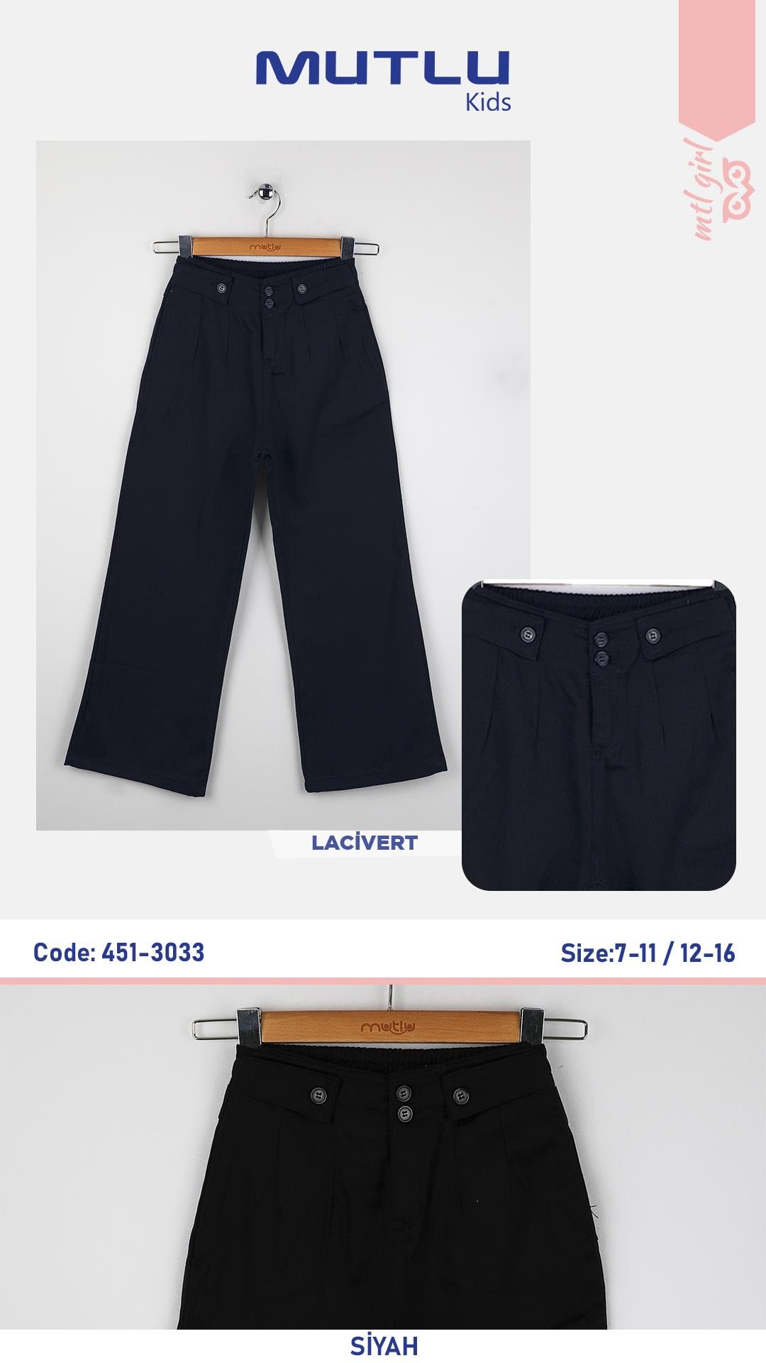 BEL APOLETLİ KIZ OKUL PANTOLON