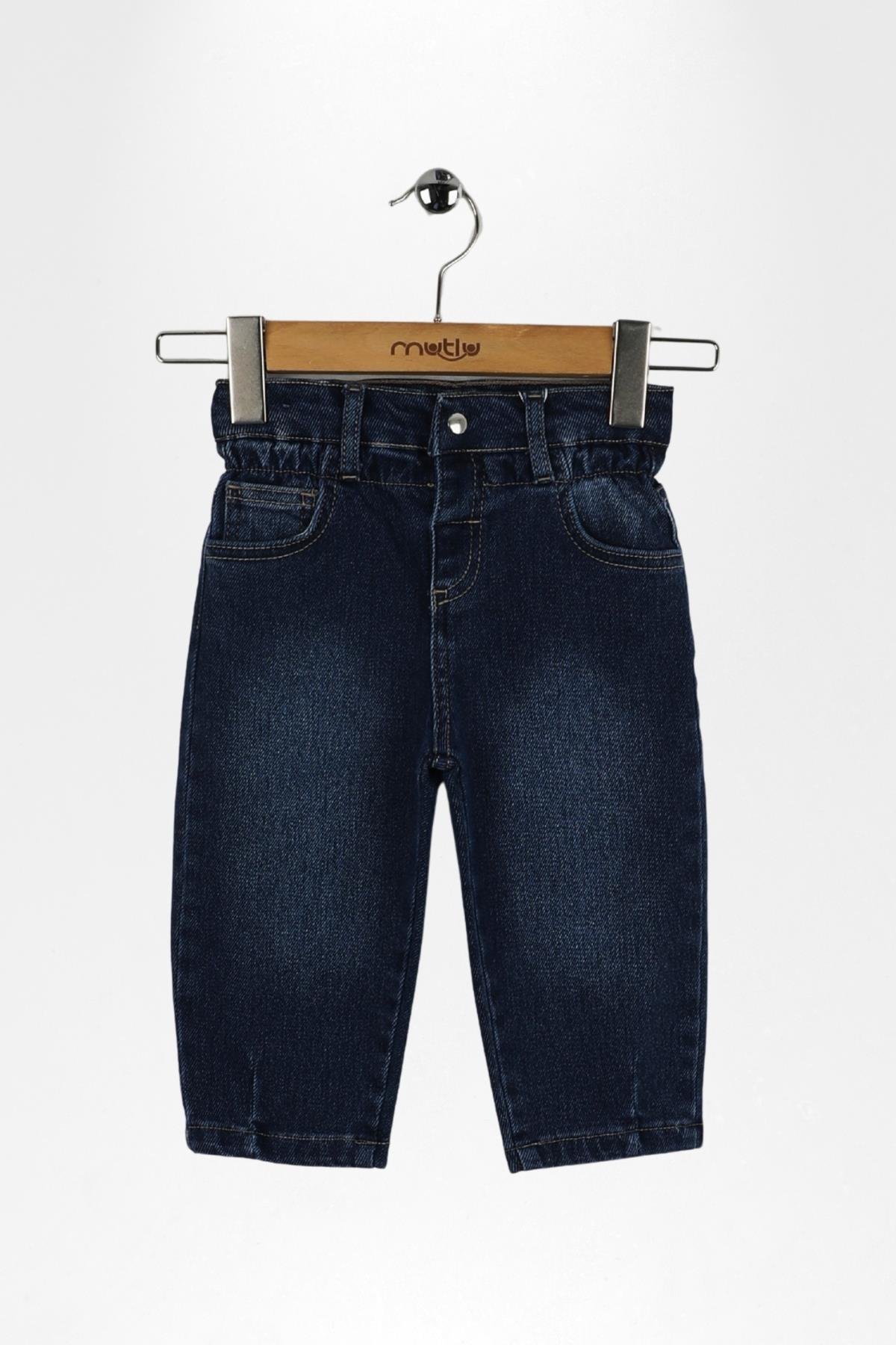 BEL DETAYLI KIZ KOT PANTOLON