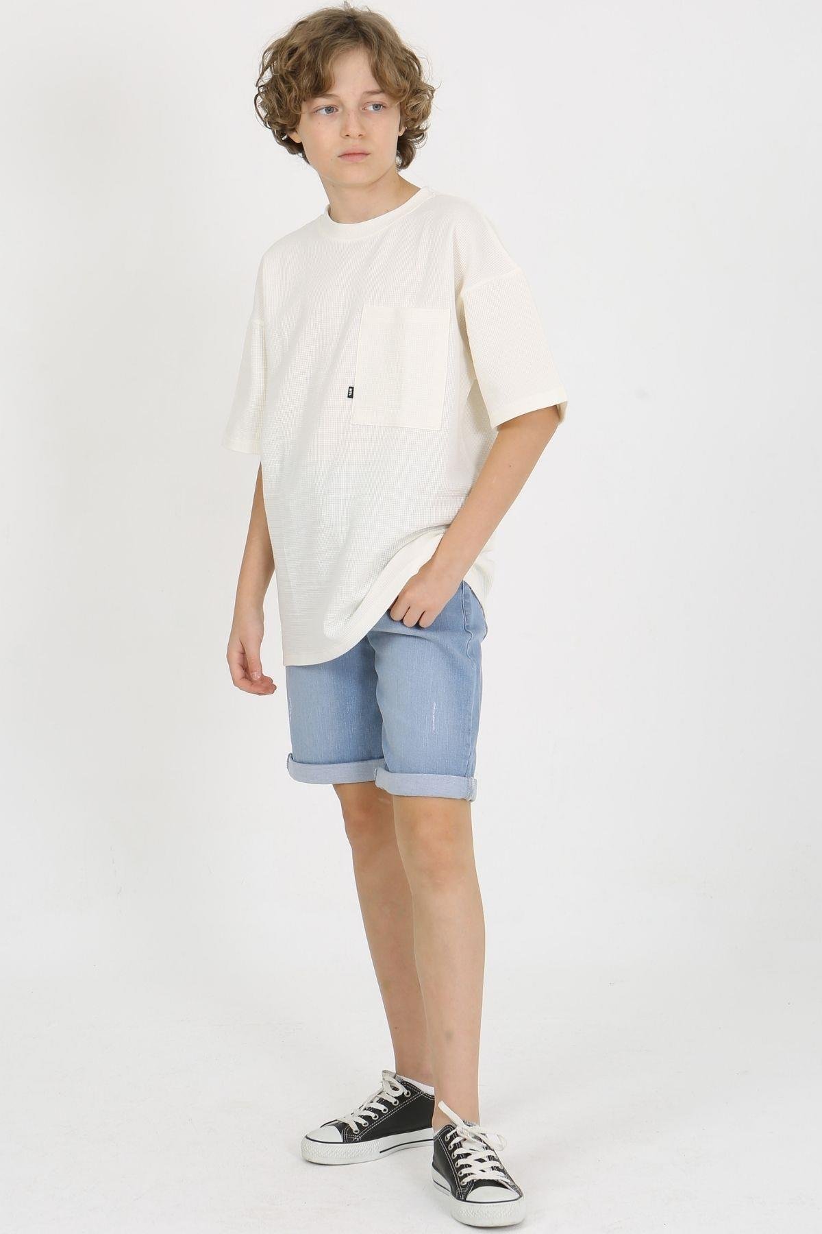 BEL LASTİKLİ ERKEK KOT KAPRİ