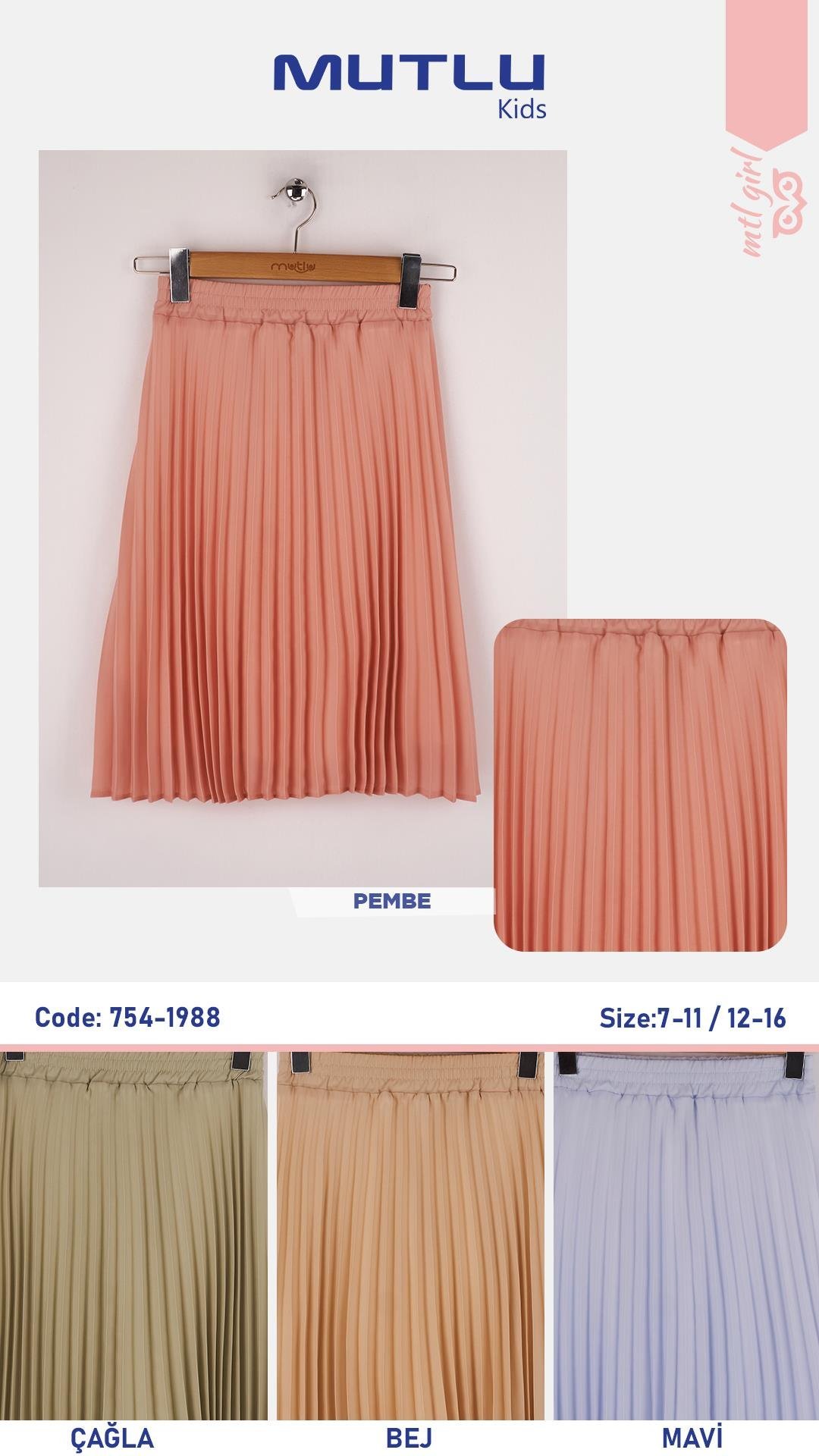 BEL LASTİKLİ KIZ PİLİSE ETEK