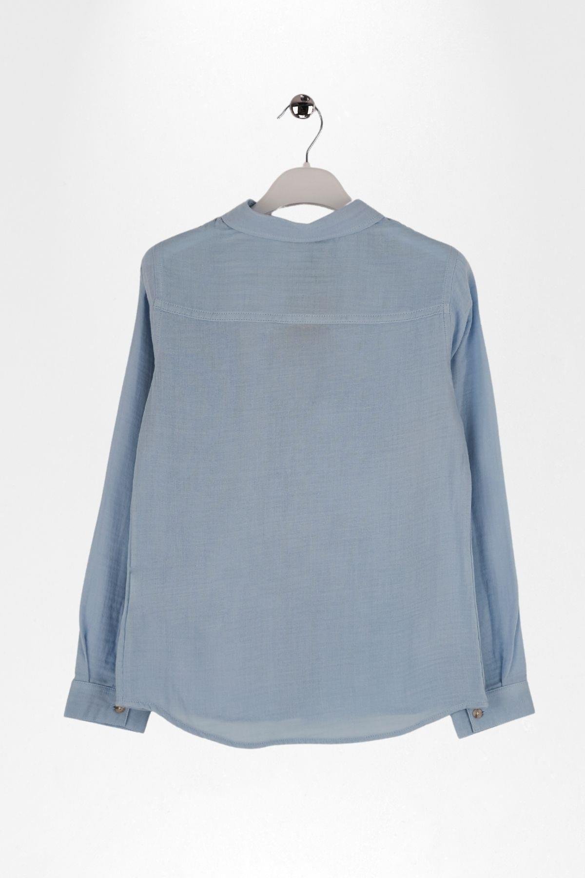 ÇAPRAZ CEPLİ ERKEK MÜSLİN GÖMLEK