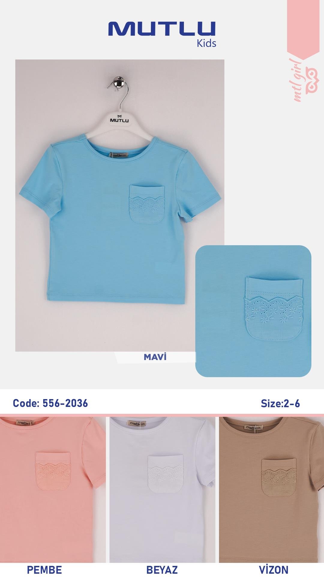 CEP DANTEL DETAYLI KIZ TSHIRT