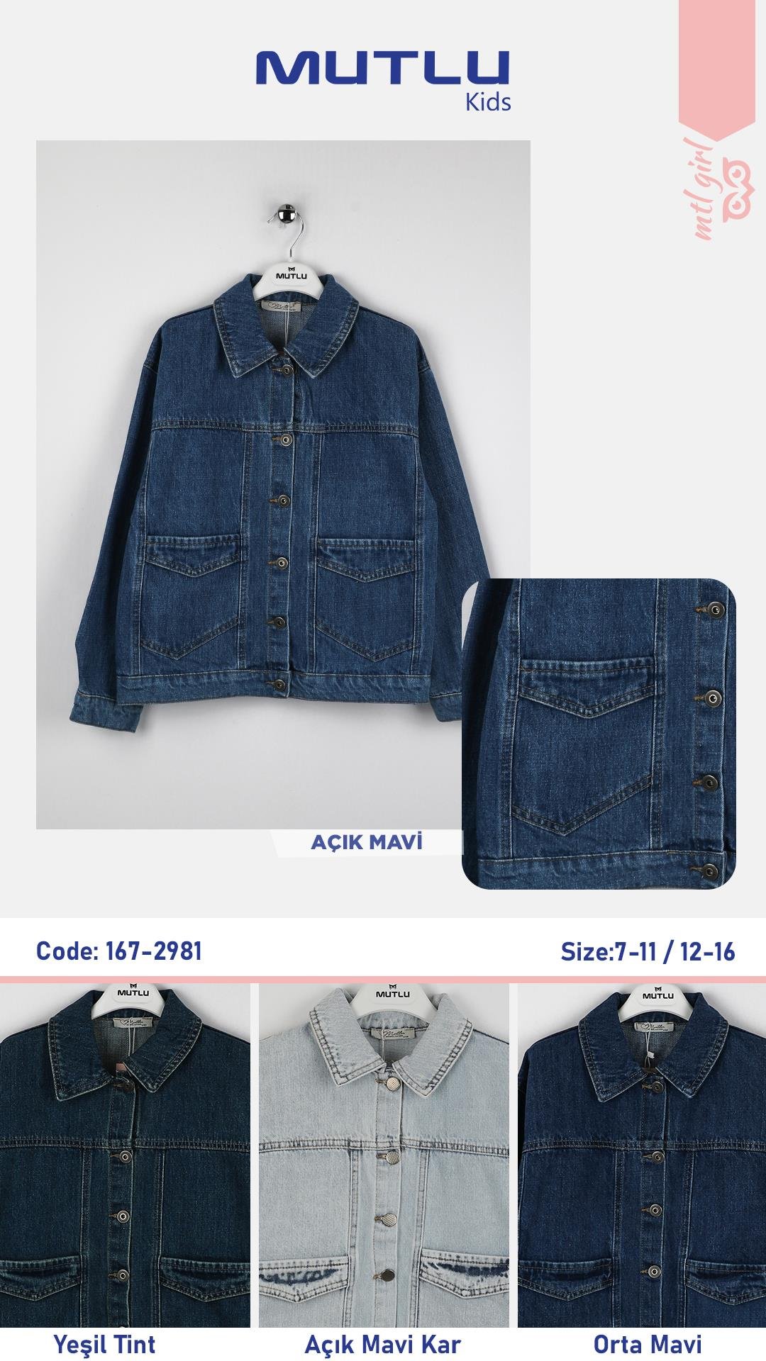 CEP DETAYLI KIZ KOT CEKET