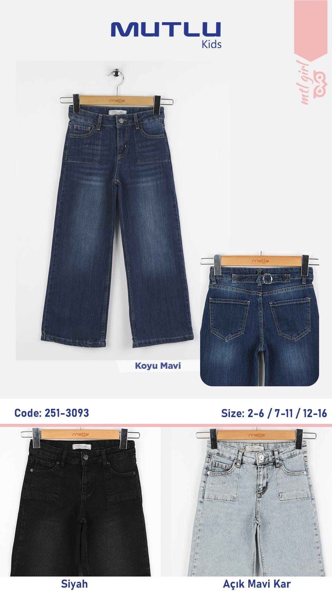 CEP DETAYLI KIZ KOT PANTOLON