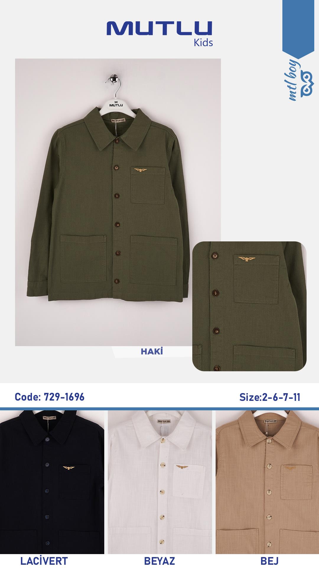 CEP NAKIŞLI KETEN UZUN KOLLU GÖMLEK