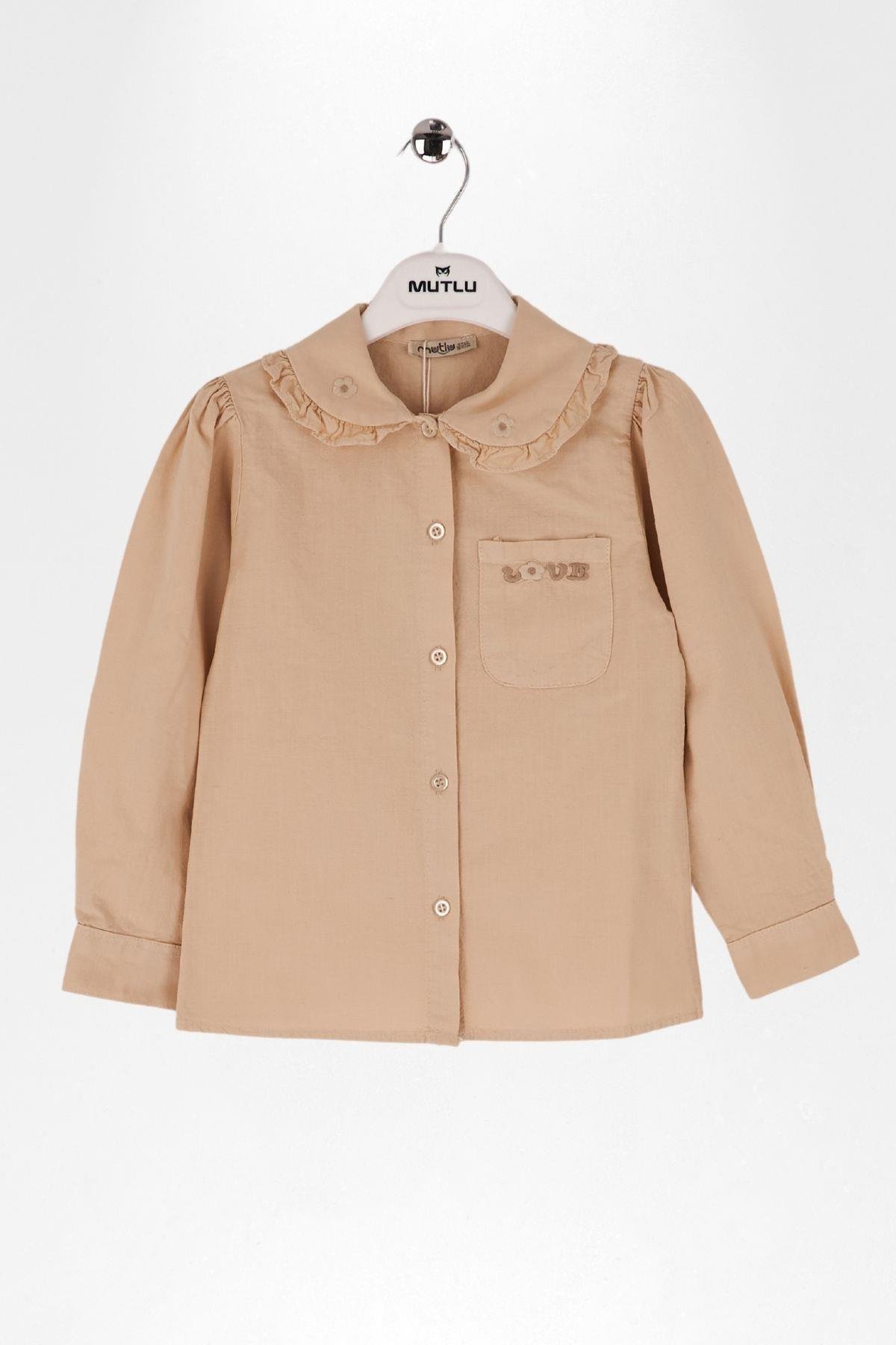 CEP NAKIŞLI KIZ KETEN GÖMLEK