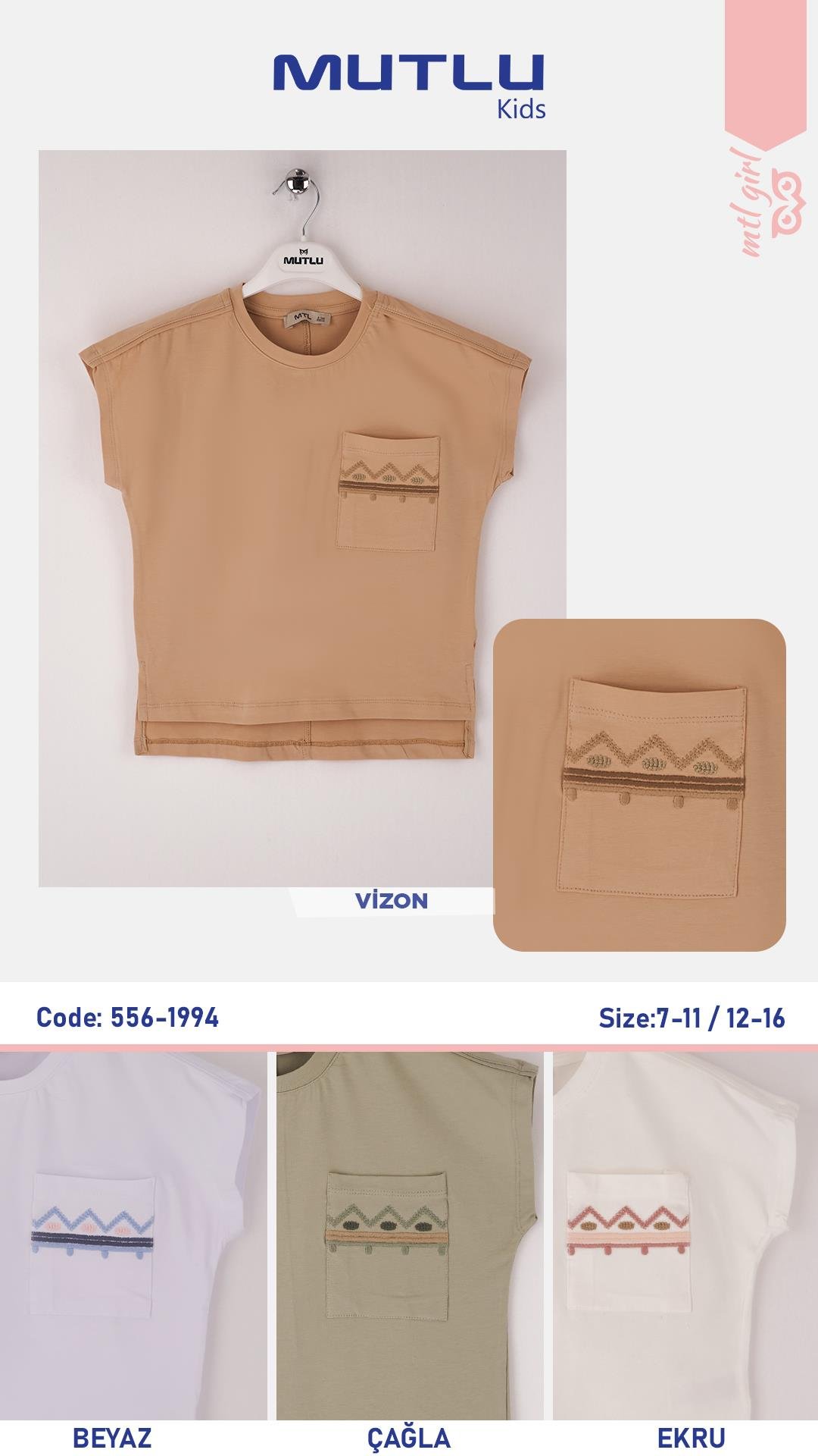 CEP NAKIŞLI KIZ TSHIRT