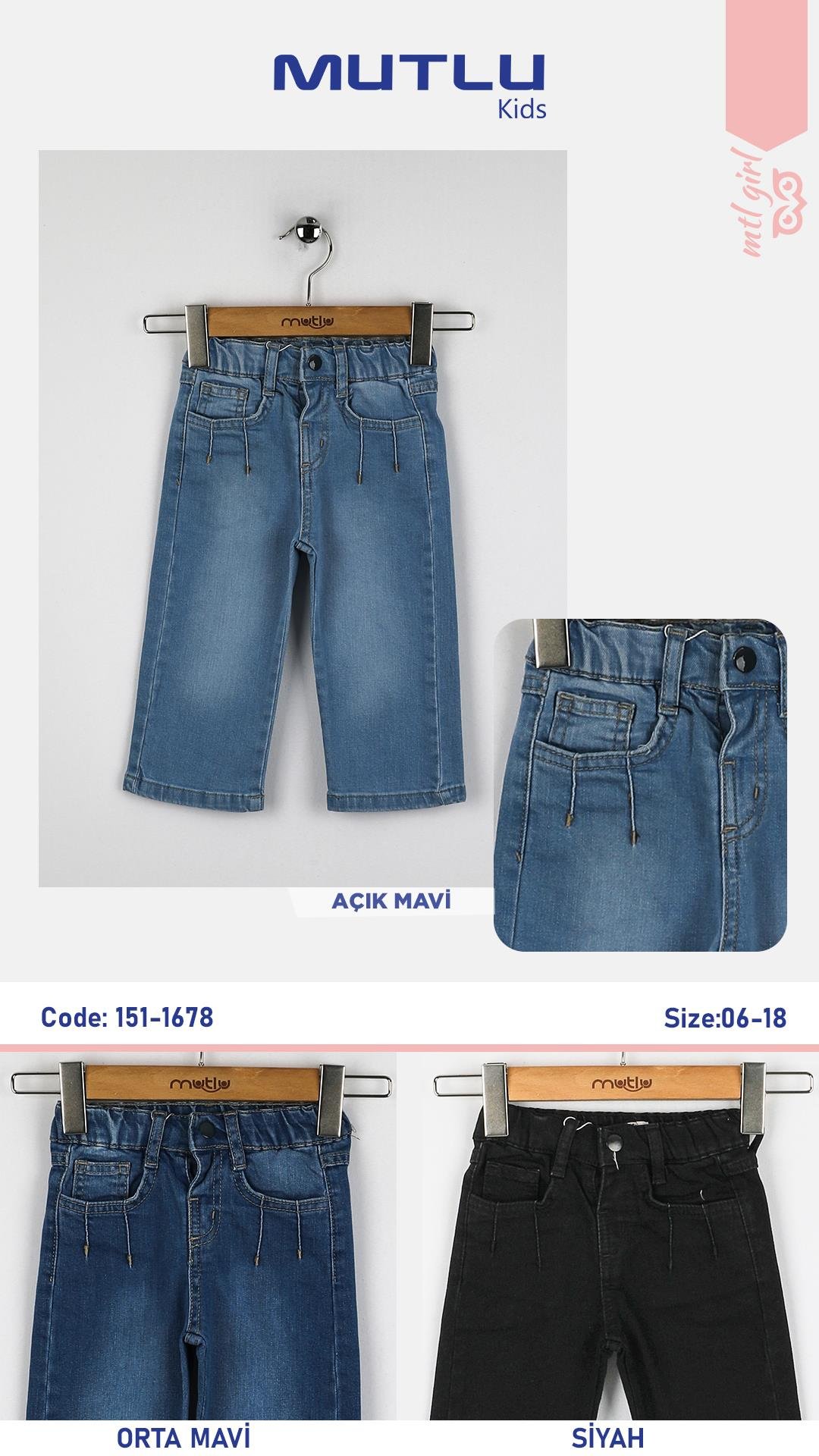 CEP PENSLİ KIZ KOT PANTOLON