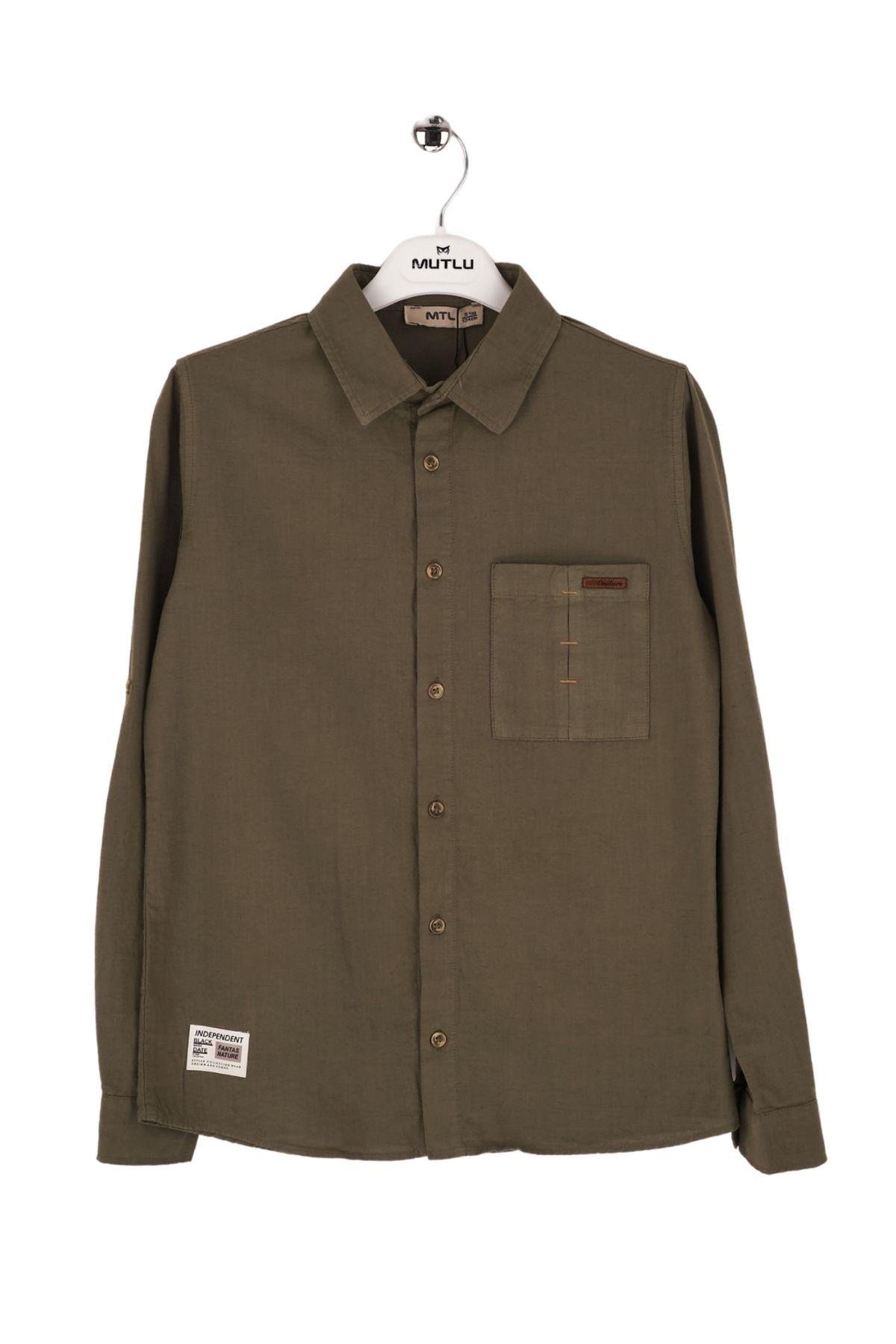 CEP ÜSTÜ PUNTEREZLİ ERKEK KETEN GÖMLEK