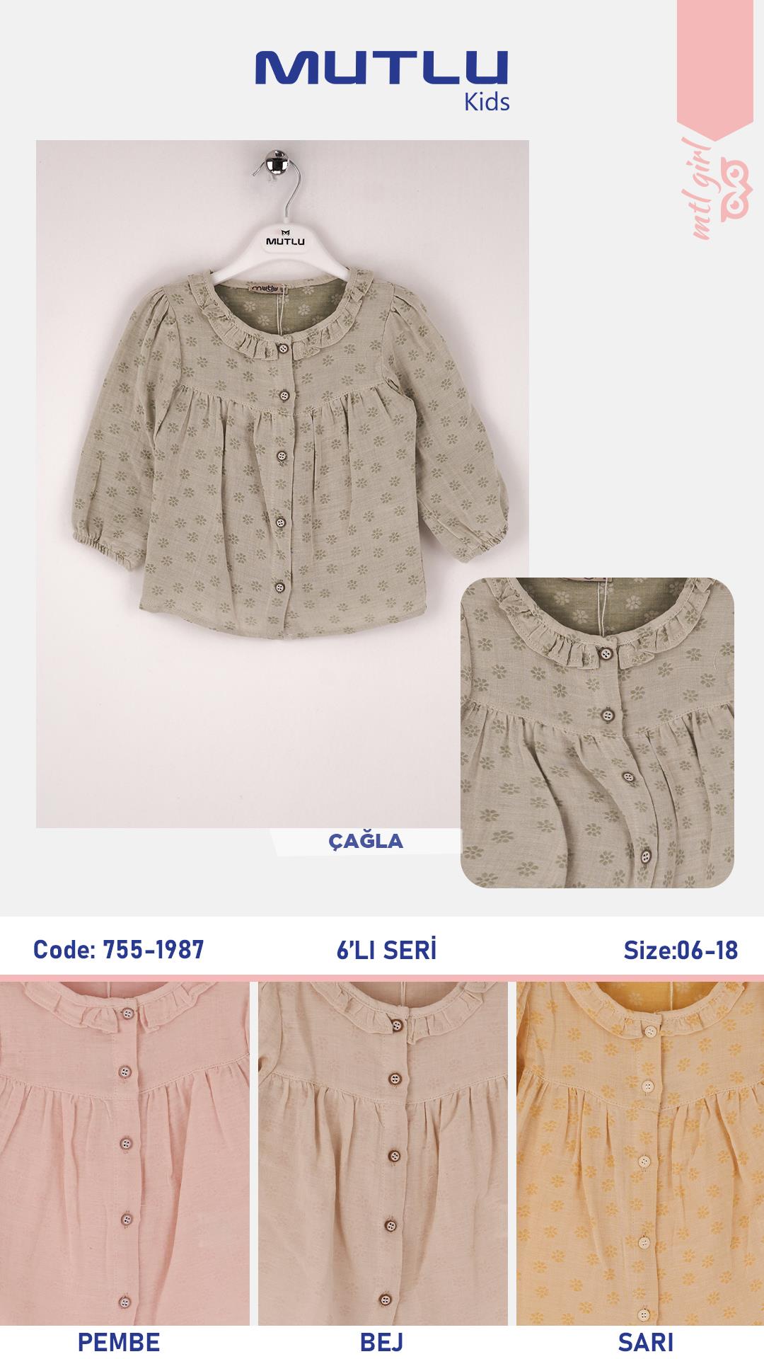 ÇİÇEK DESENLİ MÜSLİN KIZ GÖMLEK