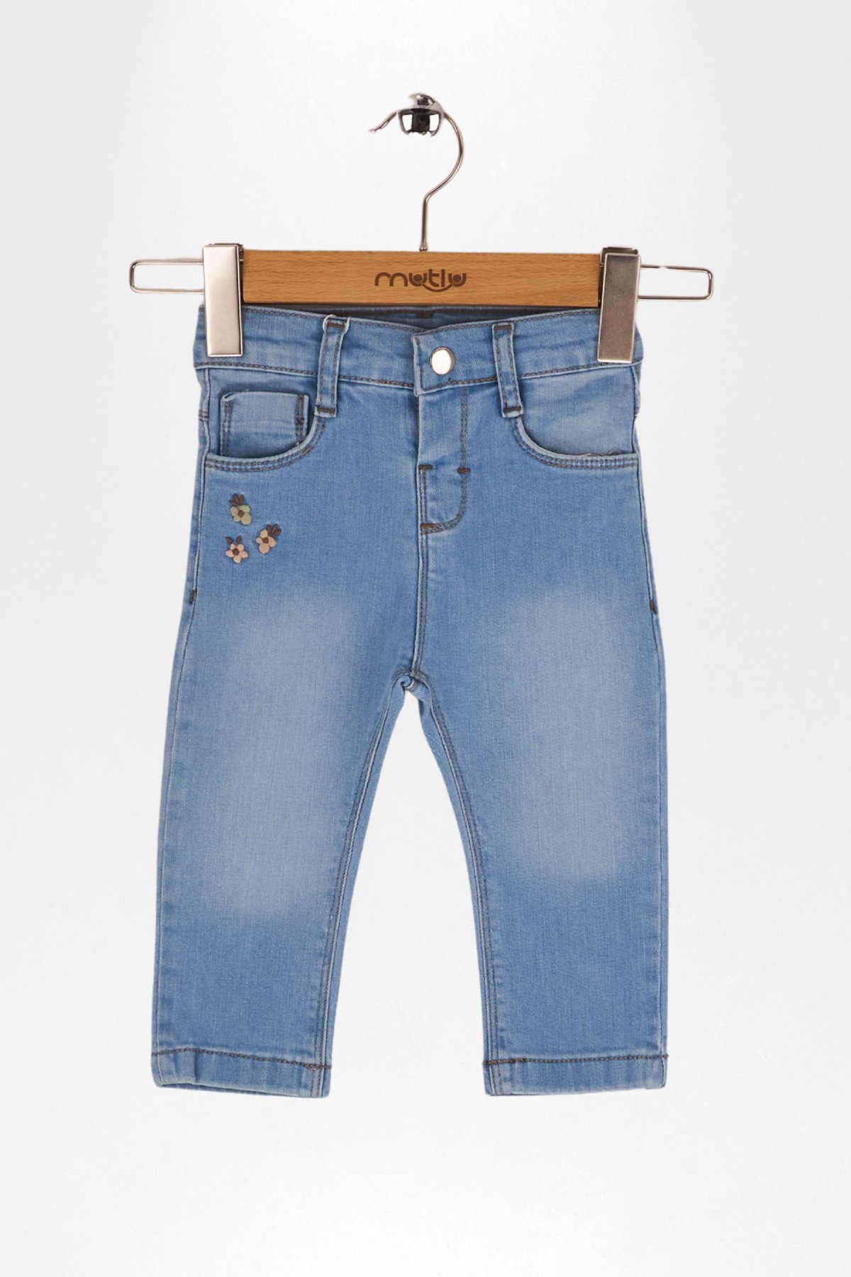 ÇİÇEK NAKIŞLI KIZ KOT PANTOLON