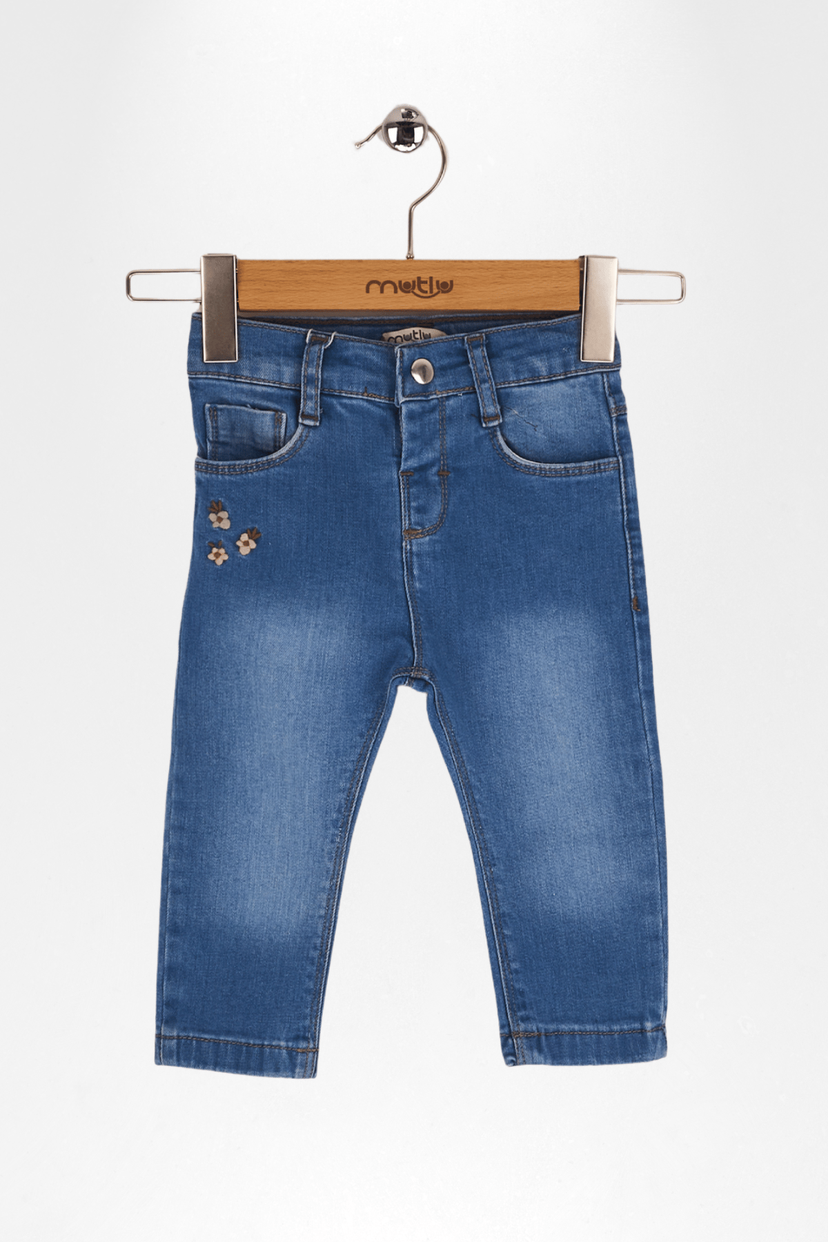 ÇİÇEK NAKIŞLI KIZ KOT PANTOLON