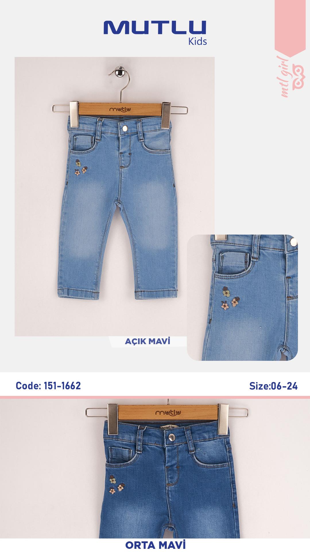 ÇİÇEK NAKIŞLI KIZ KOT PANTOLON