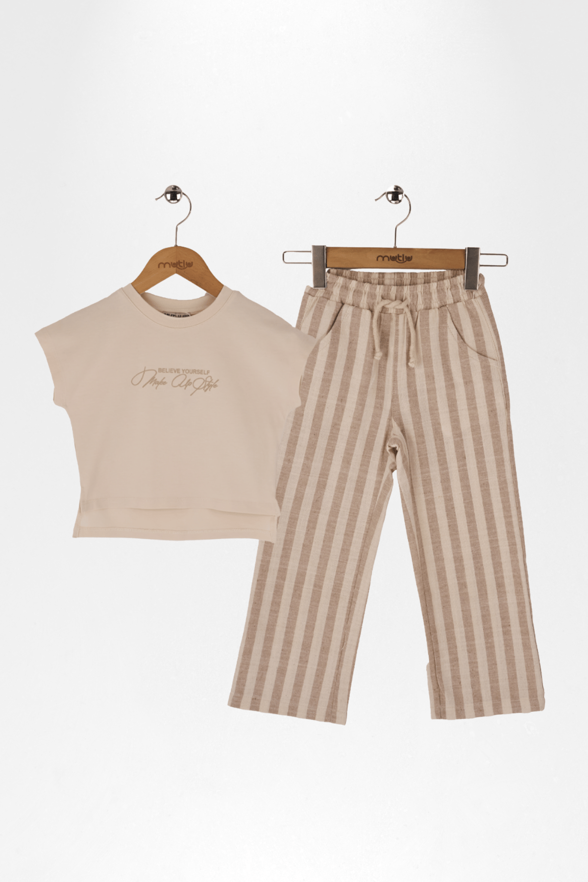 ÇİZGİLİ KETEN PANTOLON TSHİRT TAKIM
