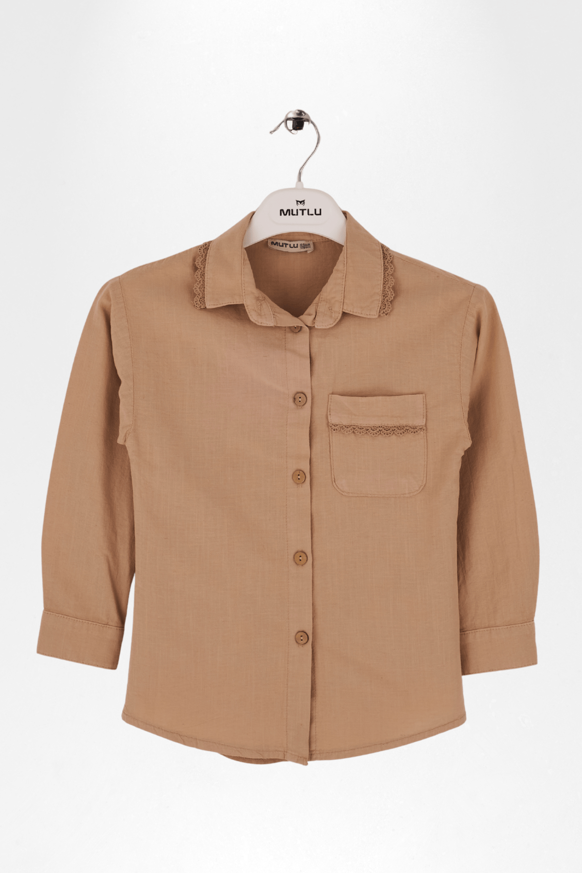 DANTEL DETAYLI KIZ KETEN GÖMLEK