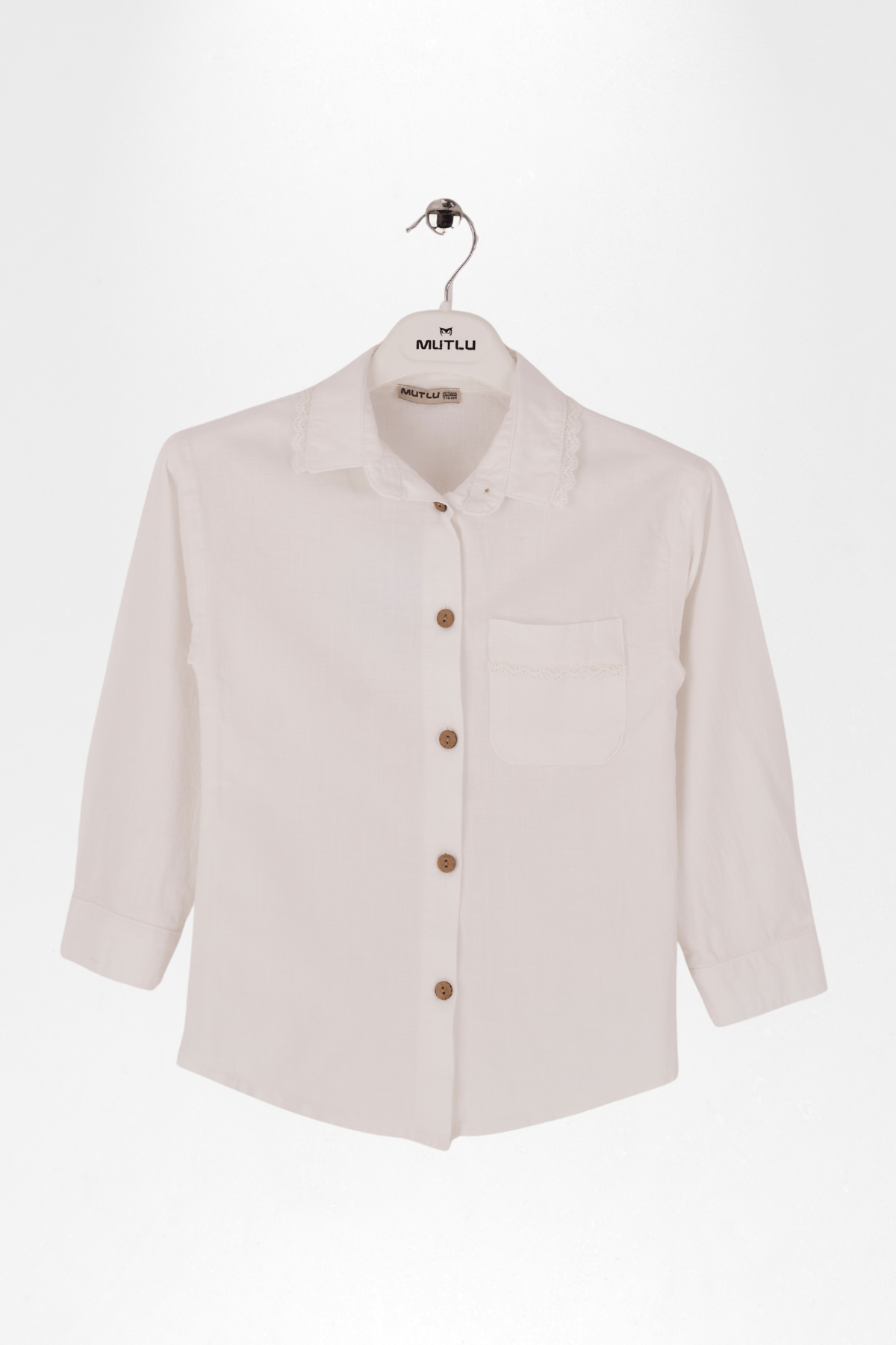 DANTEL DETAYLI KIZ KETEN GÖMLEK