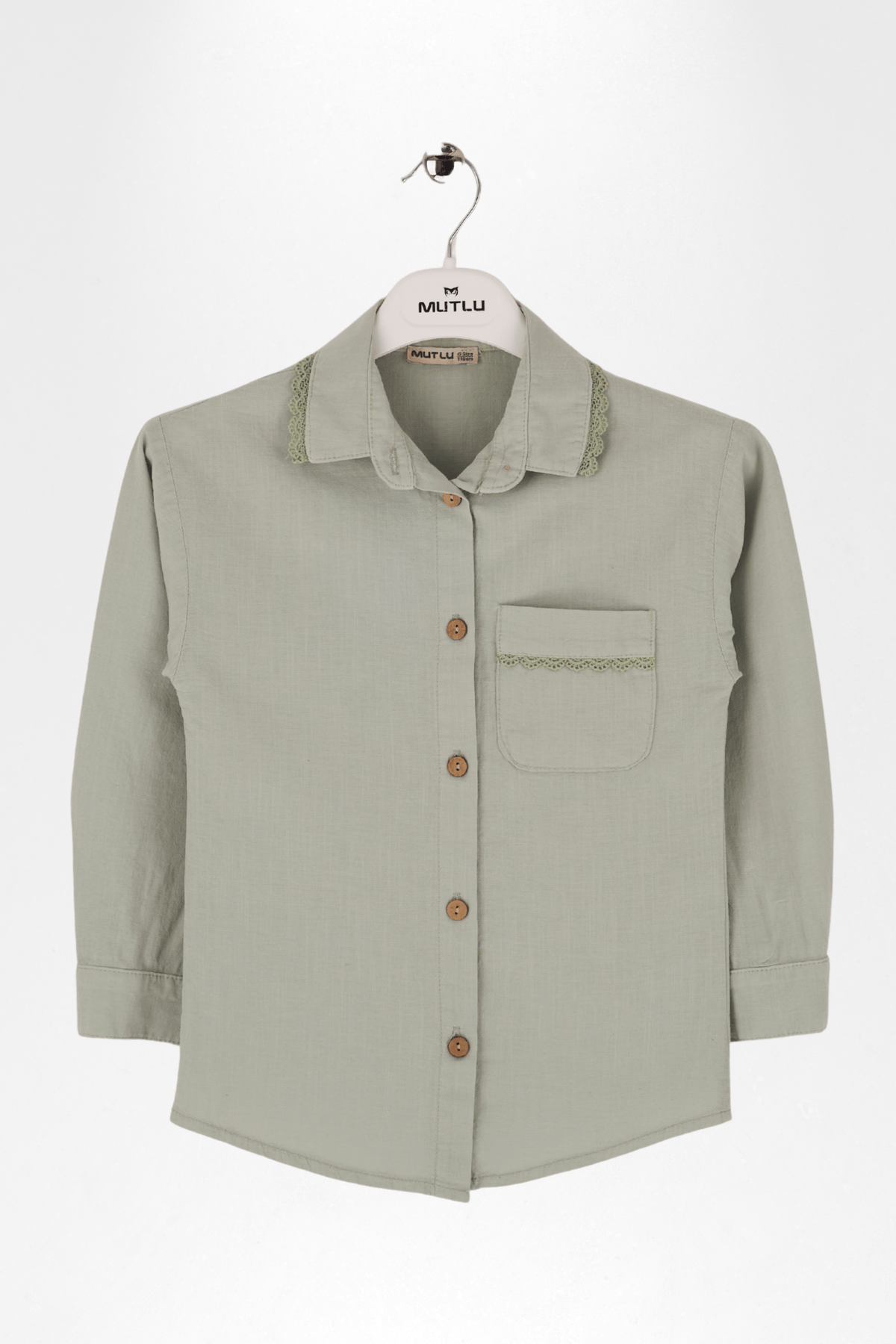 DANTEL DETAYLI KIZ KETEN GÖMLEK