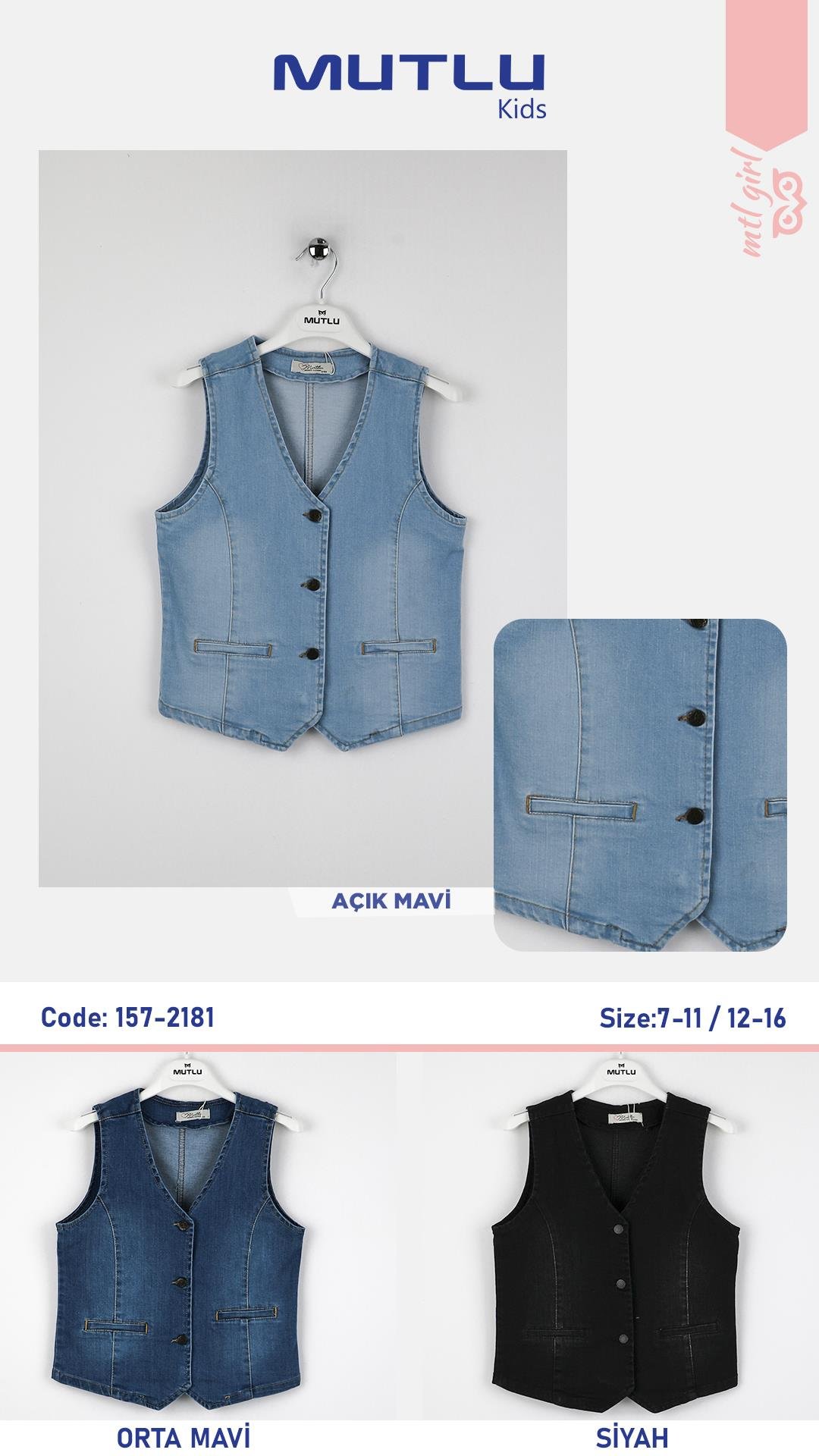 DENİM KIZ YELEK