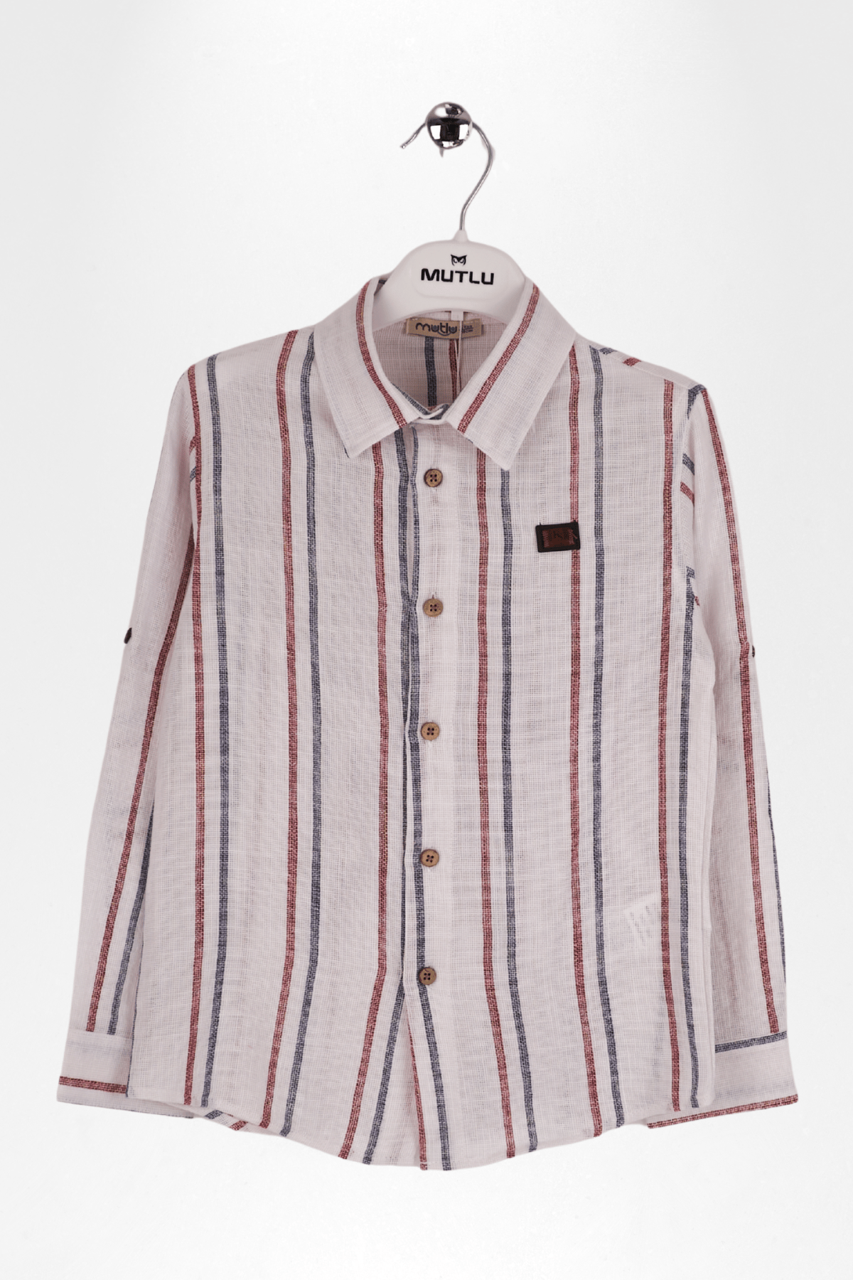 DERİ AKSESUAR DETAYLI ÇİZGİLİ ERKEK GÖMLEK