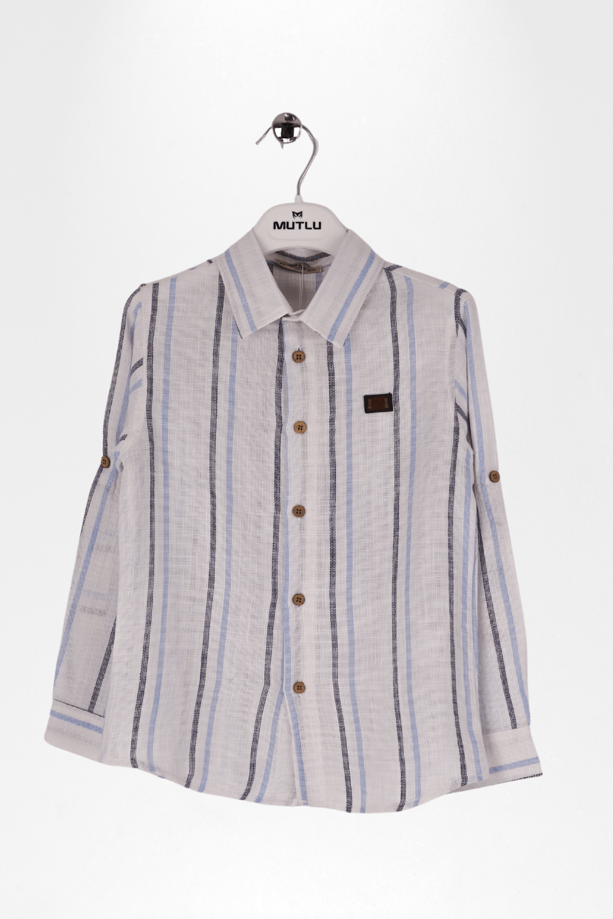 DERİ AKSESUAR DETAYLI ÇİZGİLİ ERKEK GÖMLEK