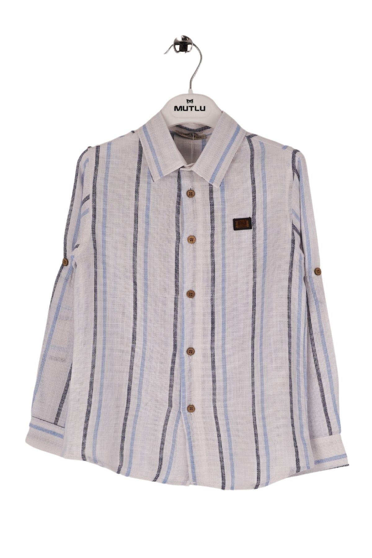 DERİ AKSESUAR DETAYLI ÇİZGİLİ ERKEK GÖMLEK