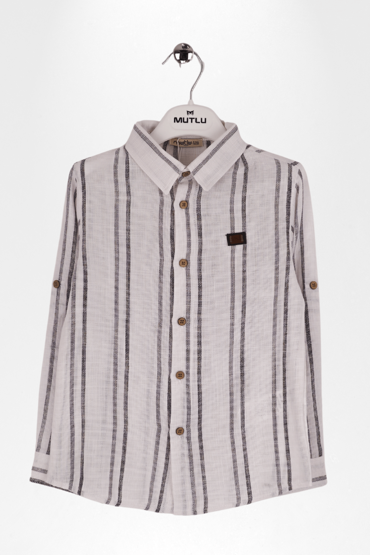 DERİ AKSESUAR DETAYLI ÇİZGİLİ ERKEK GÖMLEK