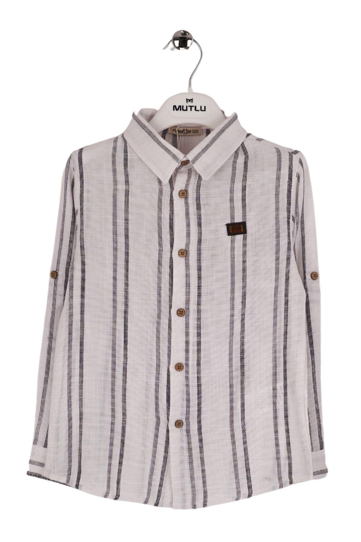 DERİ AKSESUAR DETAYLI ÇİZGİLİ ERKEK GÖMLEK