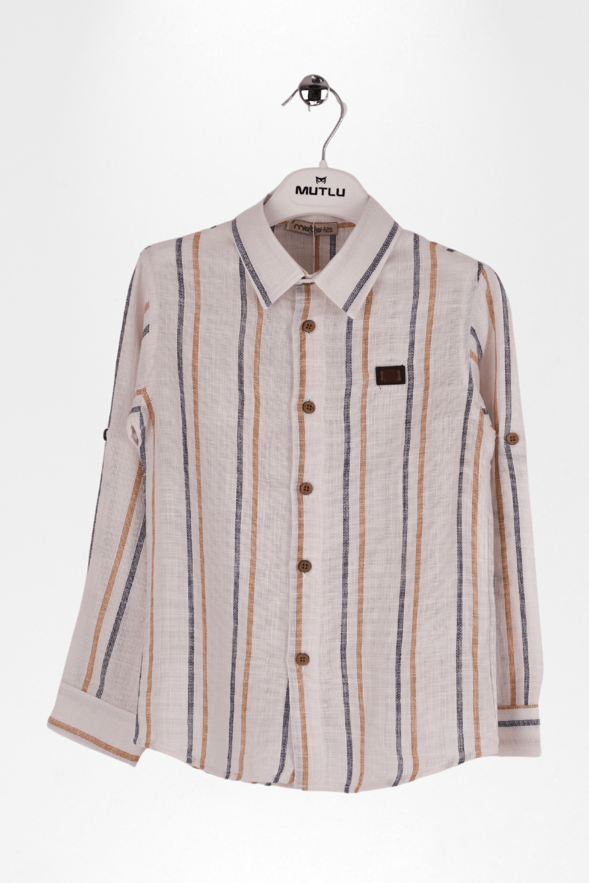 DERİ AKSESUAR DETAYLI ÇİZGİLİ ERKEK GÖMLEK