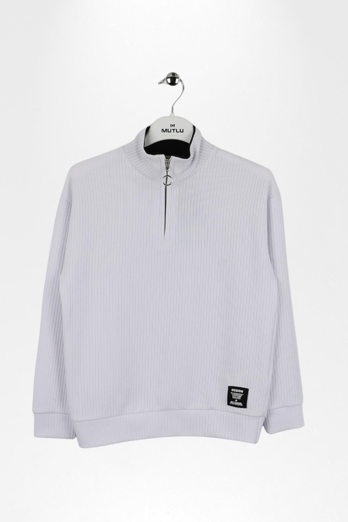 DİK YAKA JAKARLI ERKEK SWEATSHIRT