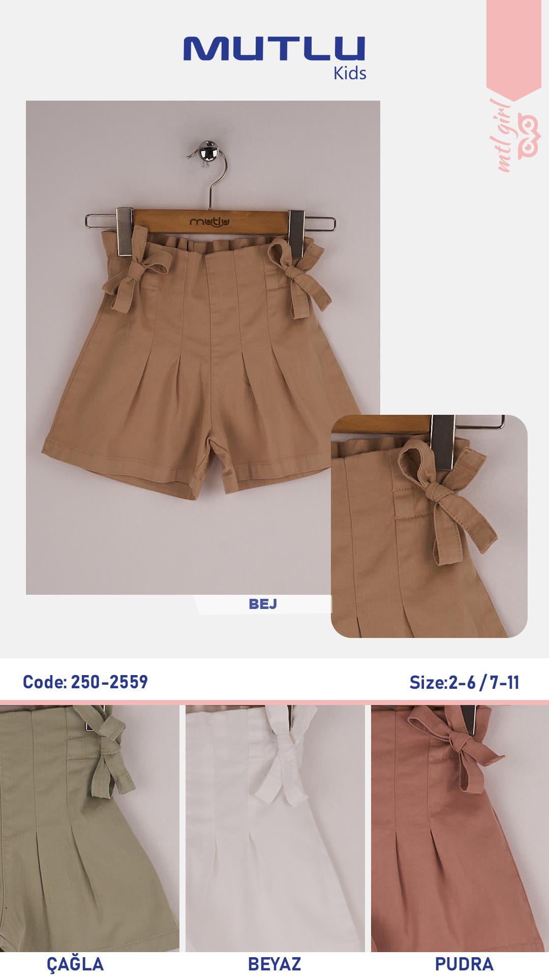 FİYONKLU GABARDİN KIZ ŞORT