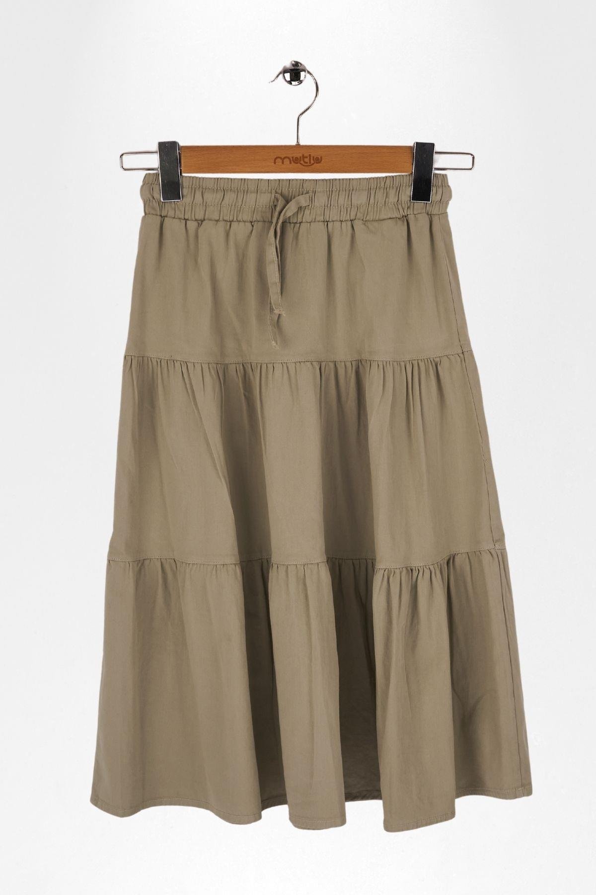 GABARDİN KATLI KIZ ETEK