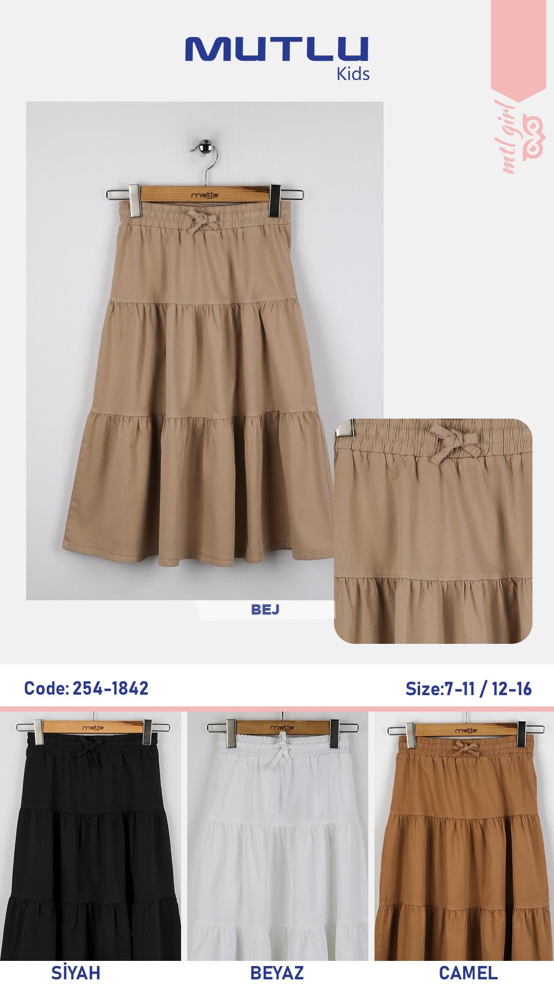 GABARDİN KATLI KIZ ETEK