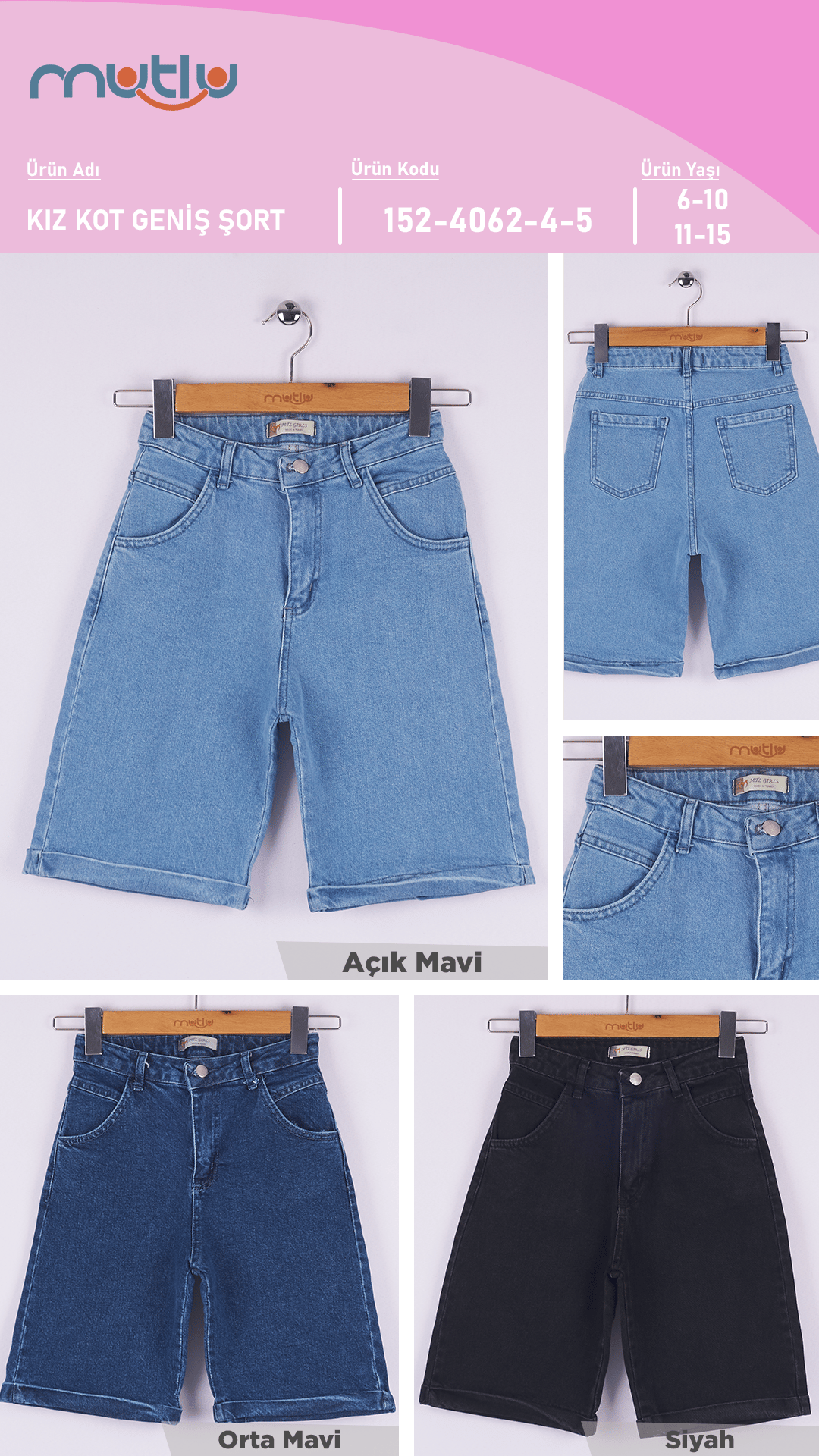 GENİŞ KIZ KOT ŞORT