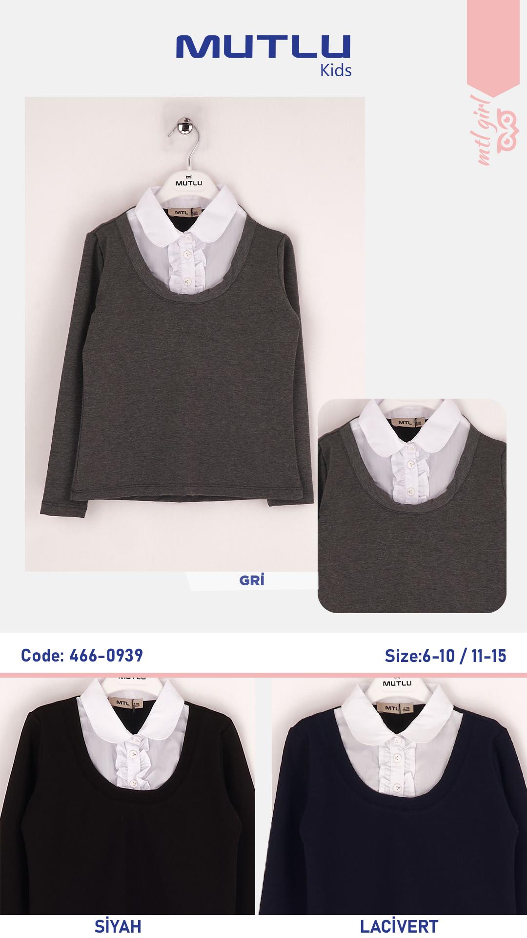 GÖMLEK GÖRÜNÜMLÜ KIZ SWEAT