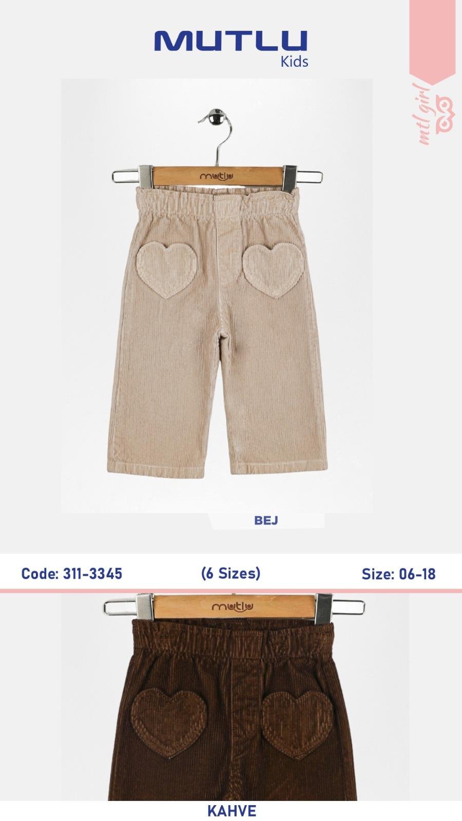 KALP CEPLİ KADİFE KIZ PANTOLON