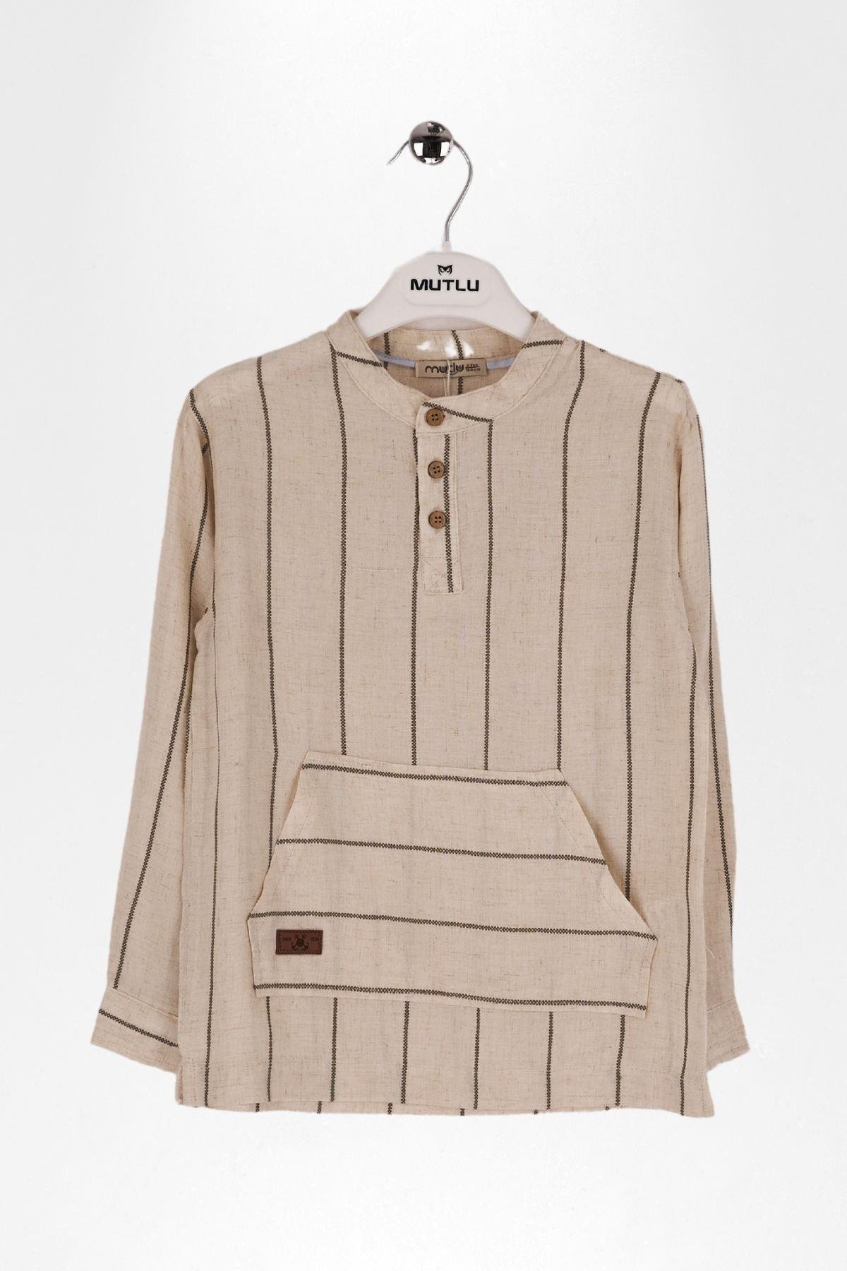 KANGURU CEPLİ ERKEK UZUN KOL GÖMLEK