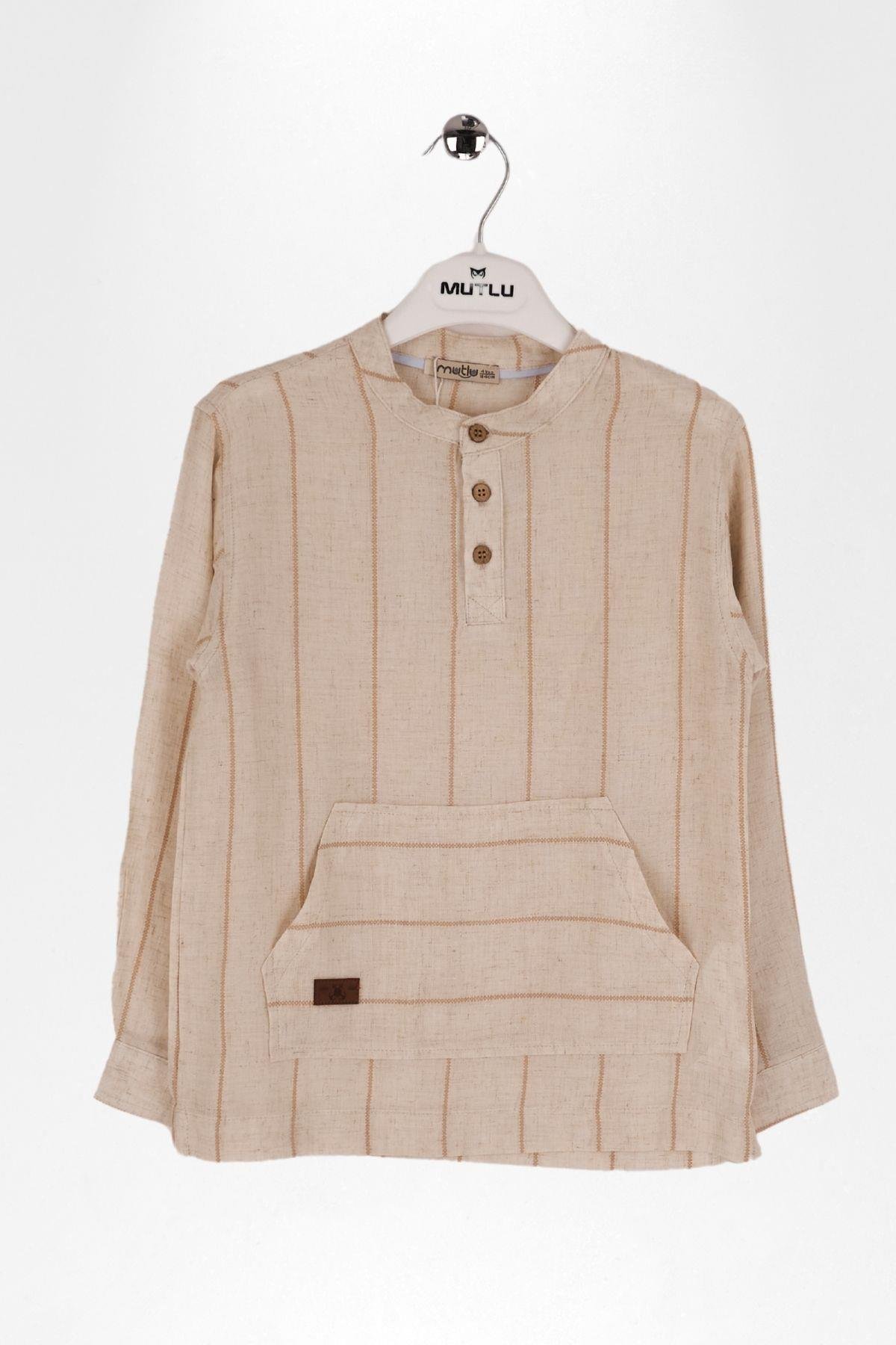 KANGURU CEPLİ ERKEK UZUN KOL GÖMLEK