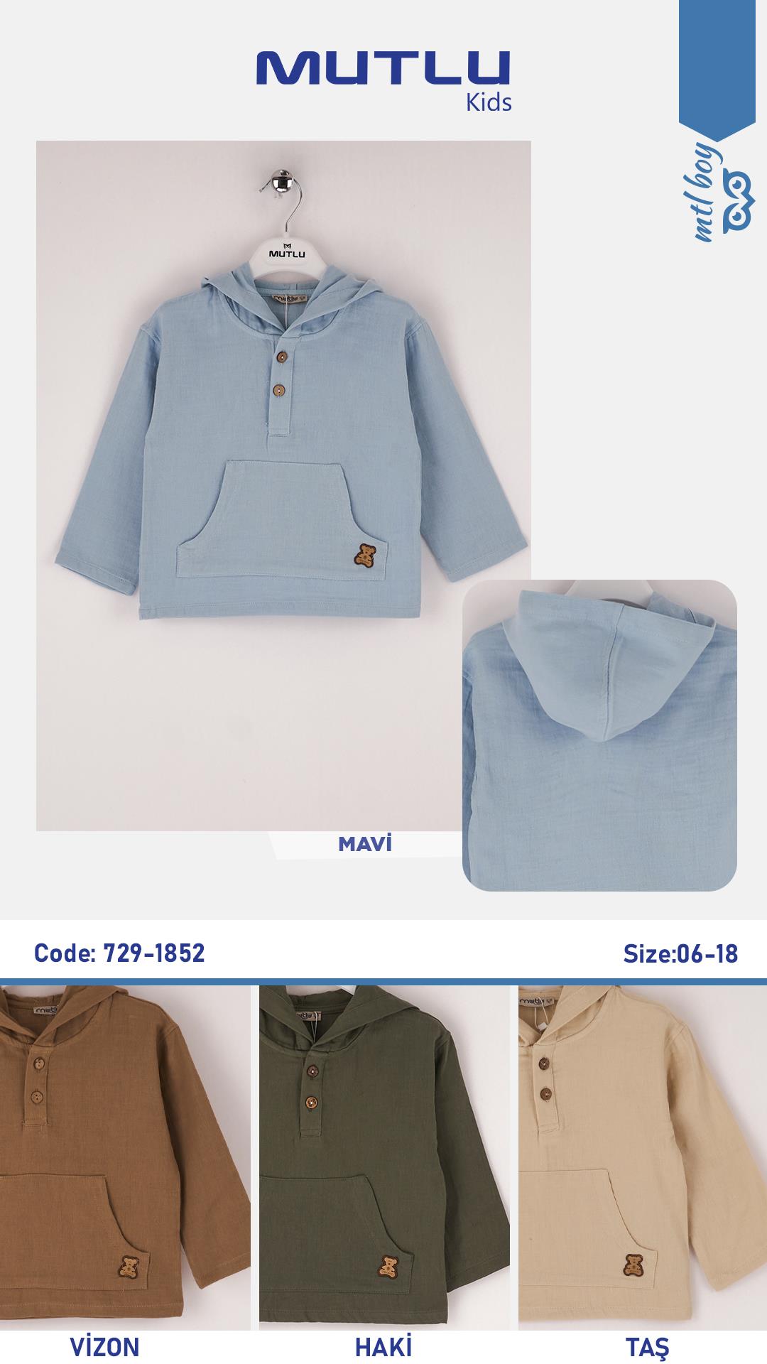 KAPŞONLU ERKEK MÜSLİN GÖMLEK