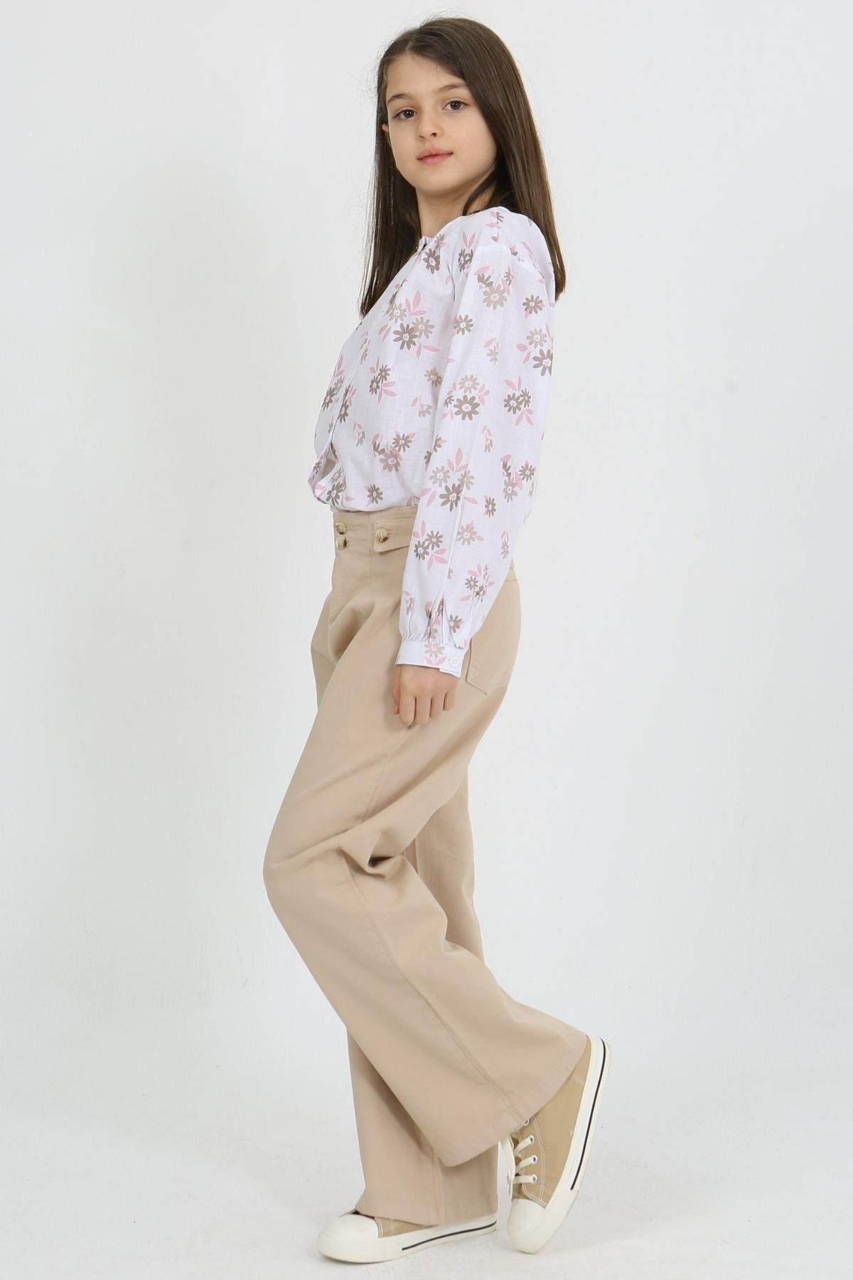 KEMER BANTLI PENSLİ KIZ PANTOLON