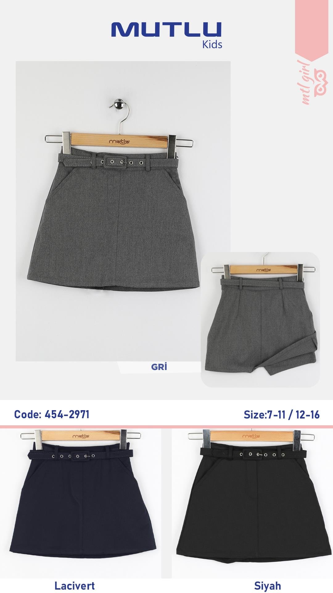 KEMERLİ KIZ OKUL ŞORT ETEK