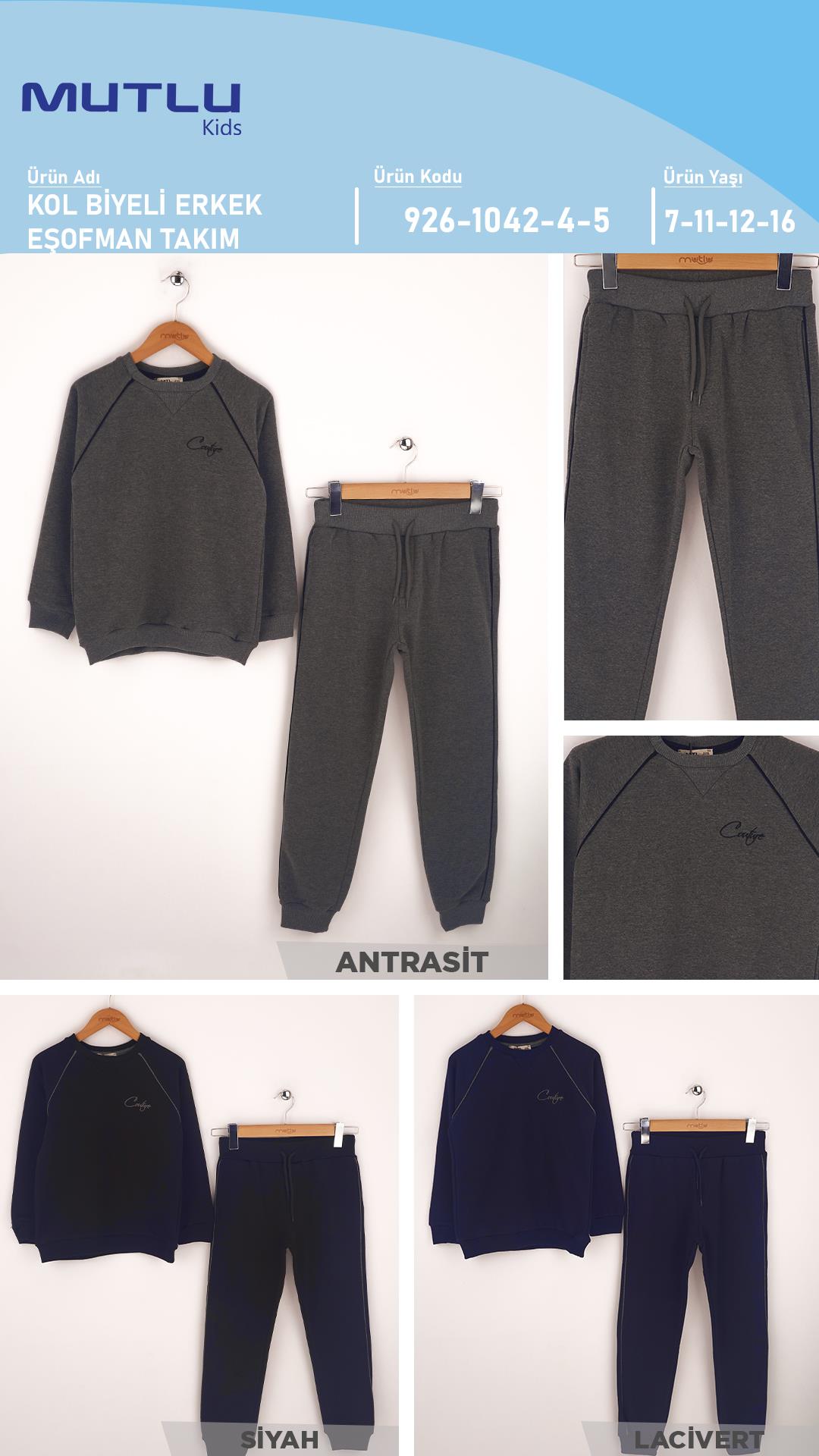 KOL BİYELİ ERKEK EŞOFMAN TAKIM-SİYAH