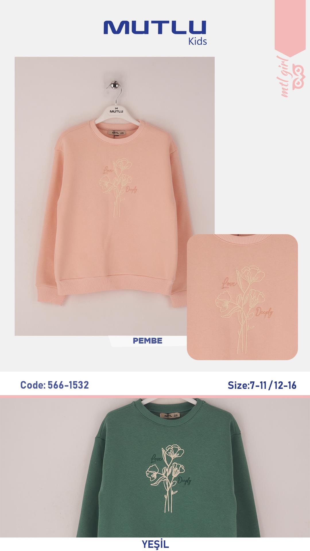 LOVE NAKIŞLI KIZ SWEATSHIRT