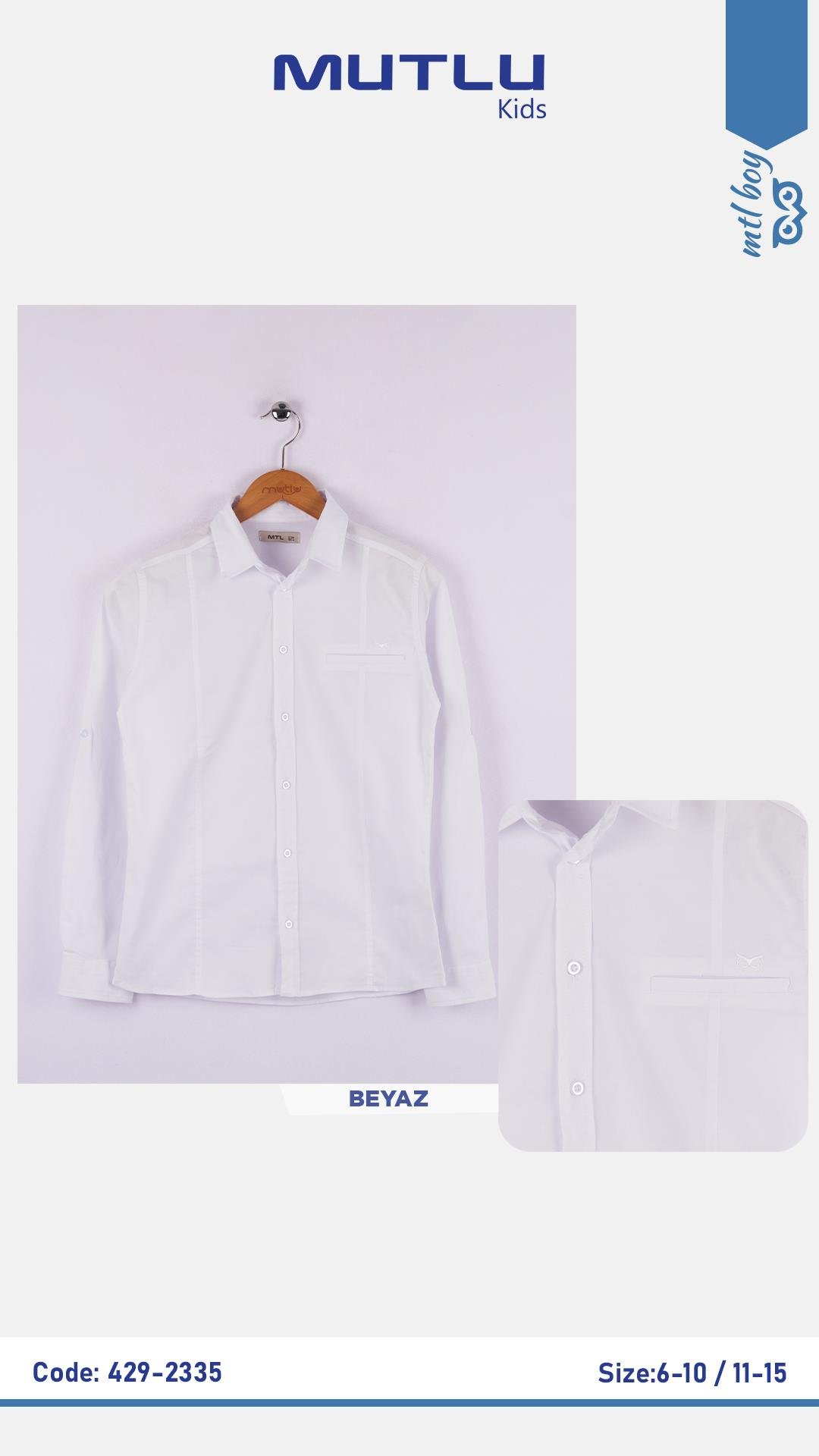 NAKIŞLI ERKEK UZUN KOL OKUL GÖMLEK