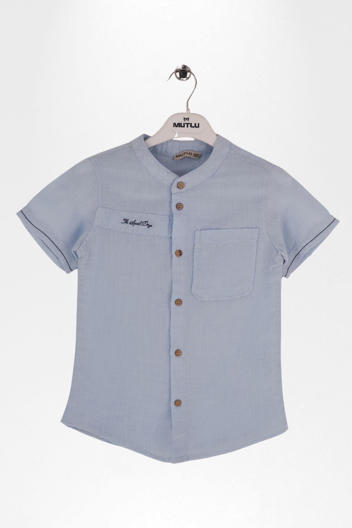 NAKIŞLI KOL ZİNCİR DİKİŞLİ ERKEK KETEN GÖMLEK